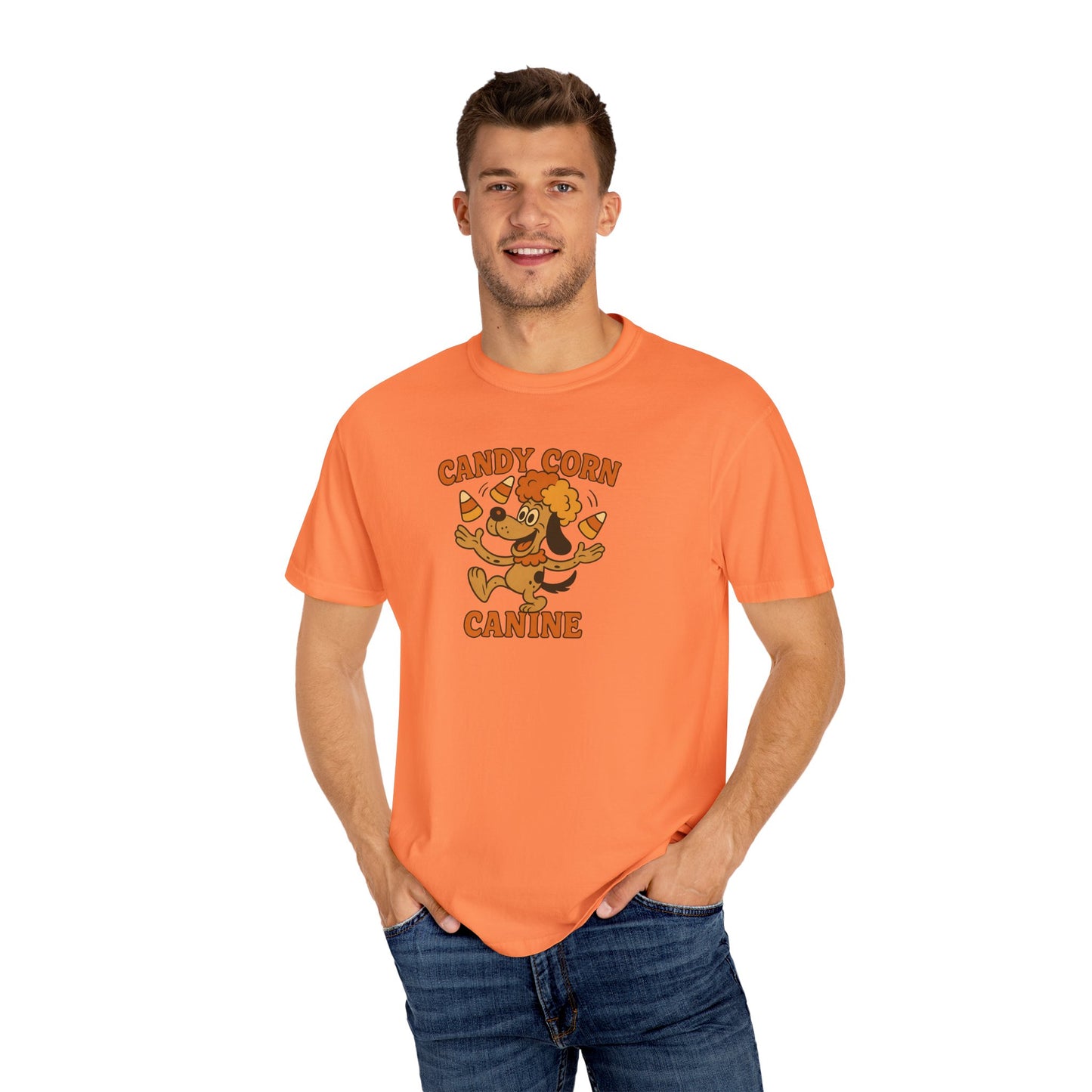 Candy Corn Canine T-shirt, Unisex Fall Tee, Halloween Apparel, Pet Lover Gift, Autumn Fashion, Graphic Shirt