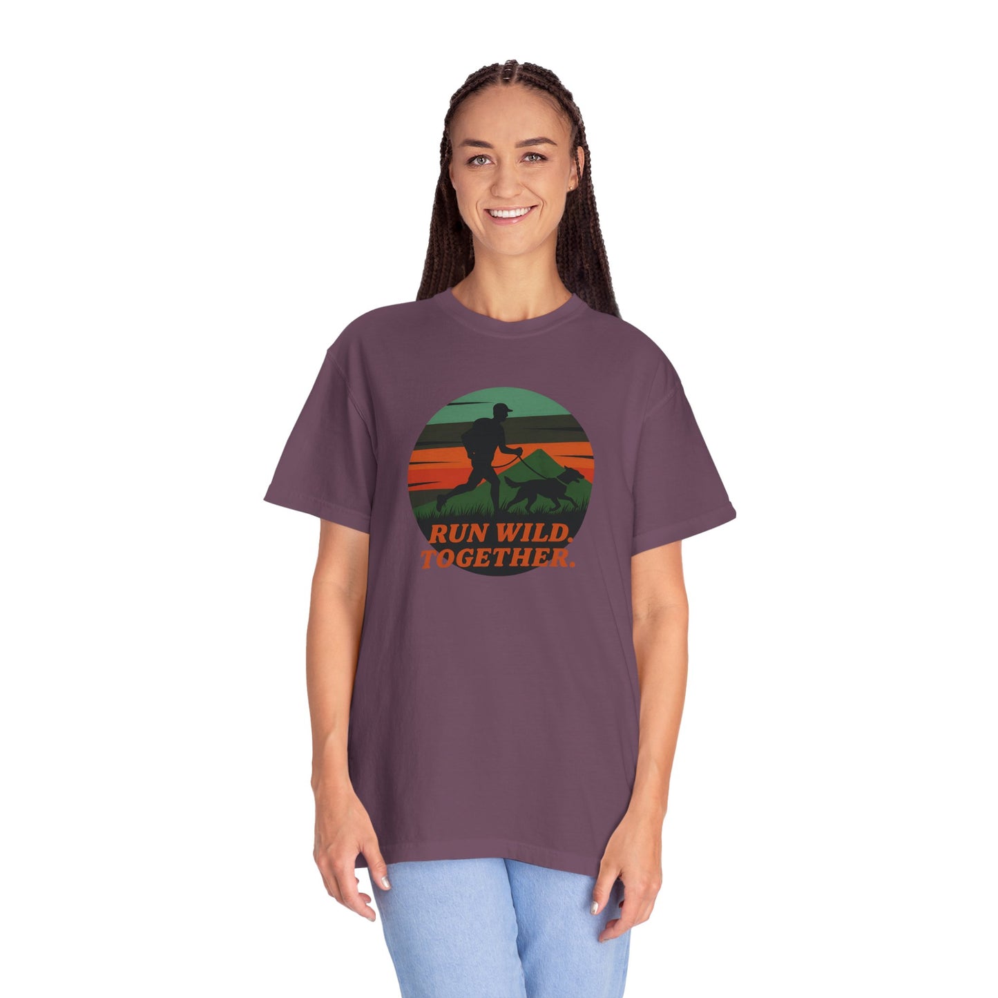 Canicross - Unisex Garment-Dyed T-Shirt - Run Wild Together Adventure Tee
