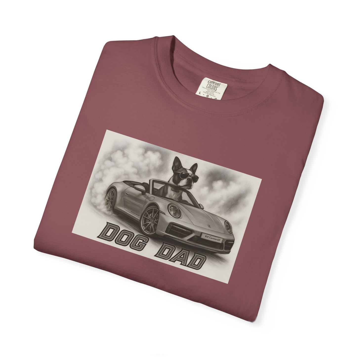 Dog Dad - Boston Terrier - Cool Dogs in Cool Cars T-Shirt Collection | Funny Dog Lover Apparel for Men