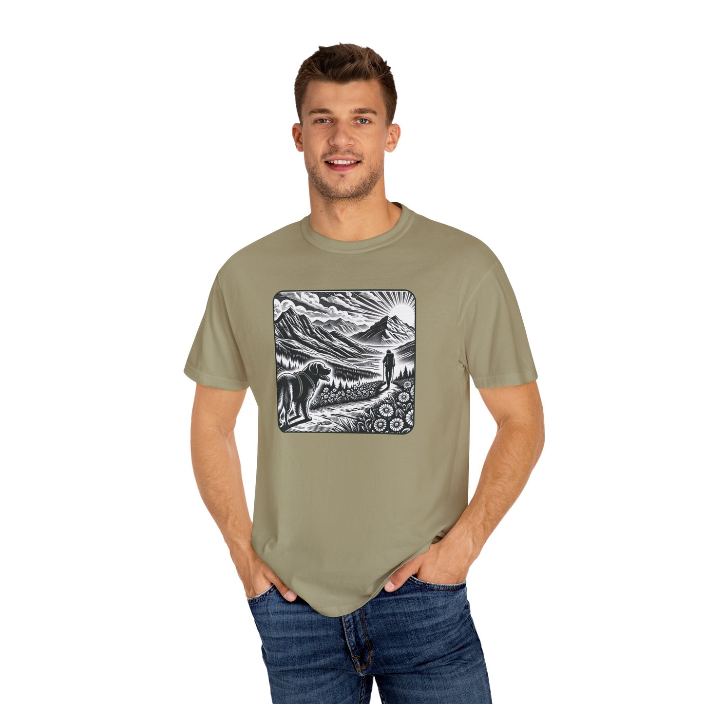 Hiker Unisex Garment-Dyed T-Shirt with Nature Design - Perfect for Outdoor Lovers