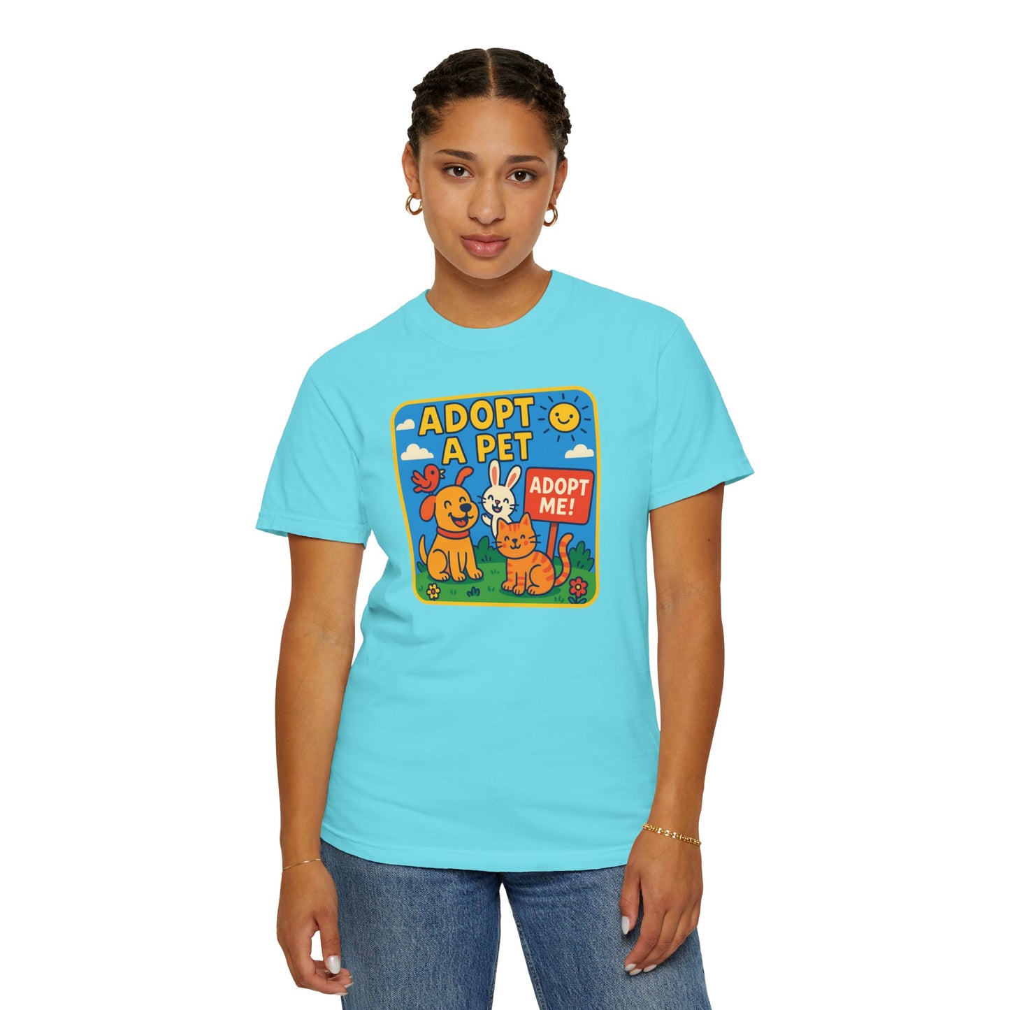 Adopt a Pet T-Shirt - Unisex Garment-Dyed Tee for Animal Lovers