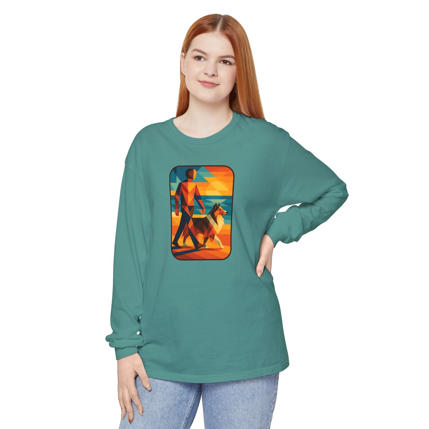 Vibrant Dog Walking Design, Unisex Shirt, Gift for Pet Lovers, Beach Vibe T-Shirt, Cozy Everyday Wear