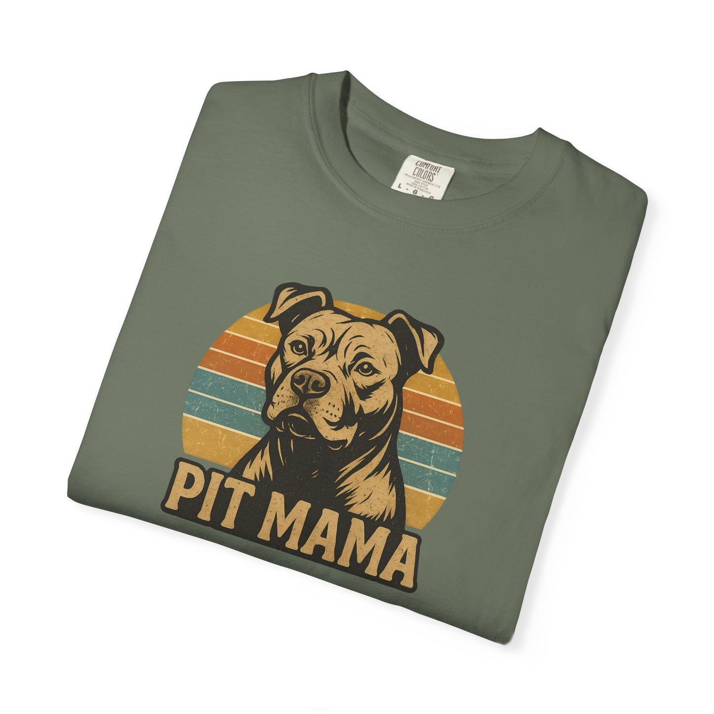 Retro Pit Mama T-Shirt | Garment-Dyed Tee for Dog Lovers | Perfect for Casual Wear, Gifts, Birthdays, Pet Celebrations, Dog Adoption Events
