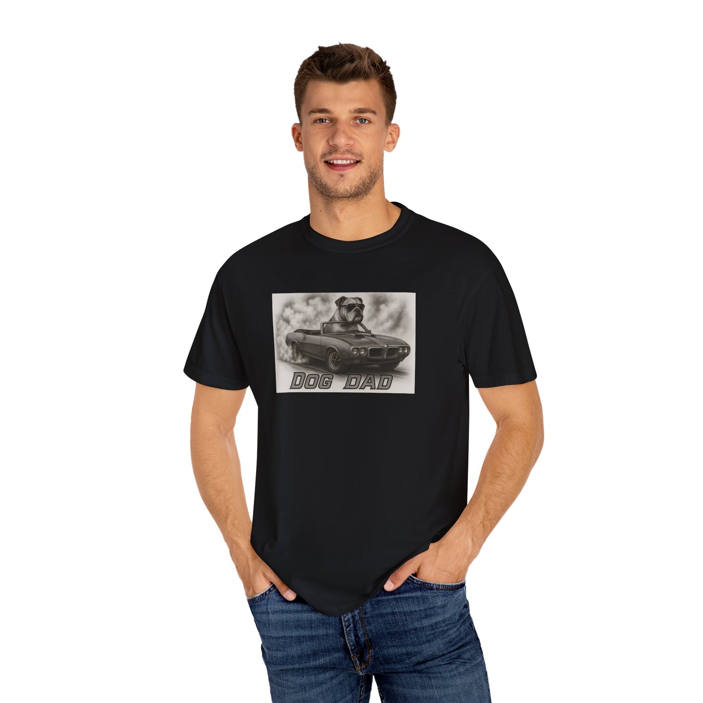 Dog Dad - Bulldog - Cool Dogs in Cool Cars T-Shirt Collection | Funny Dog Lover Apparel for Men