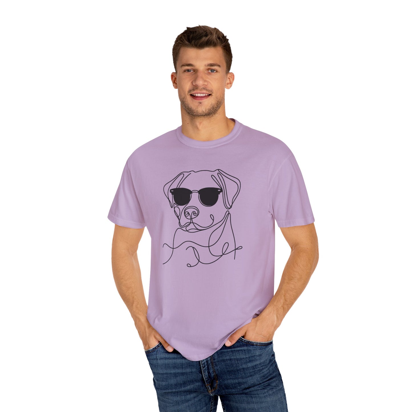 Cool Dog Line Art T-Shirt, Pet Lover Gift, Unisex Tee, Animal Lover Shirt, Casual Wear, Dog Mom Gift, Birthday Present, Dog Themed Apparel