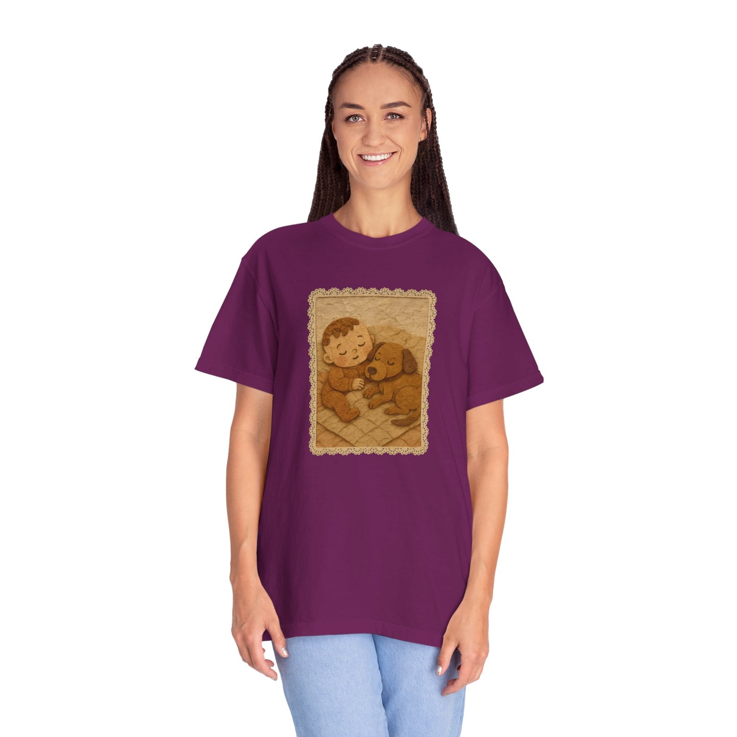 Cute Baby & Puppy Graphic Tee, Cozy Shirt for Dog Lovers and Parents, Gifts for Baby Showers, Birthdays, or Any Celebration