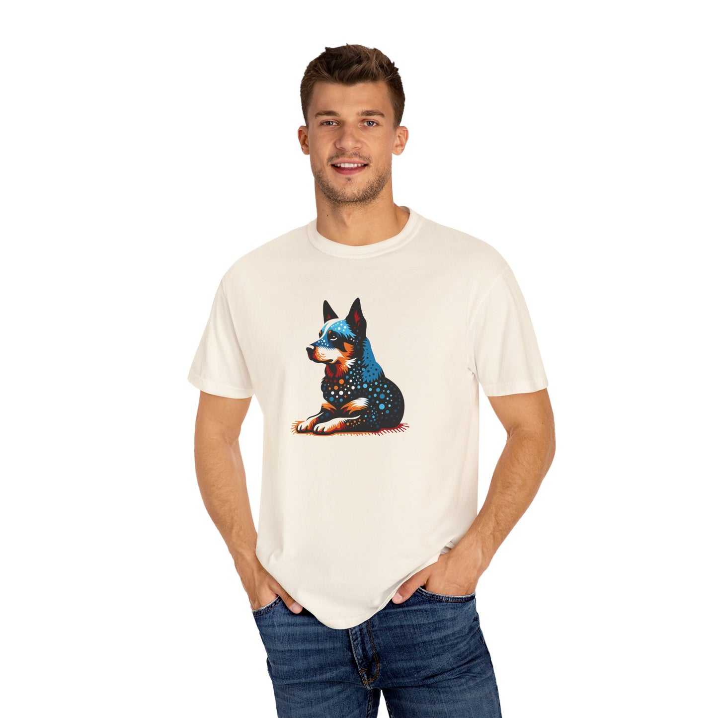 Vintage Blue Heeler Art Unisex Garment-Dyed T-shirt - Pet Lover's Gift