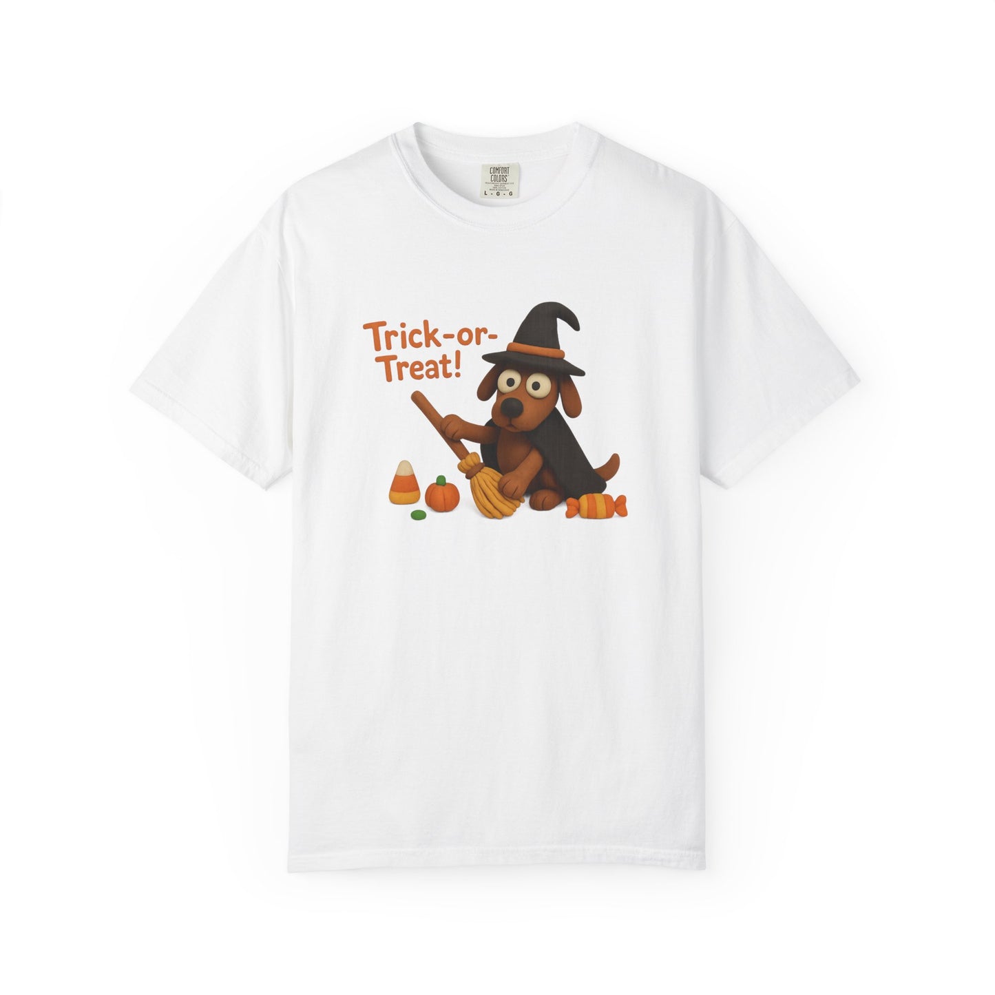 Cute Halloween Dog T-Shirt, Trick-or-Treat Shirt, Fall Apparel, Pet Lover Gift, Unisex Halloween Clothing, Animal Lover Tee