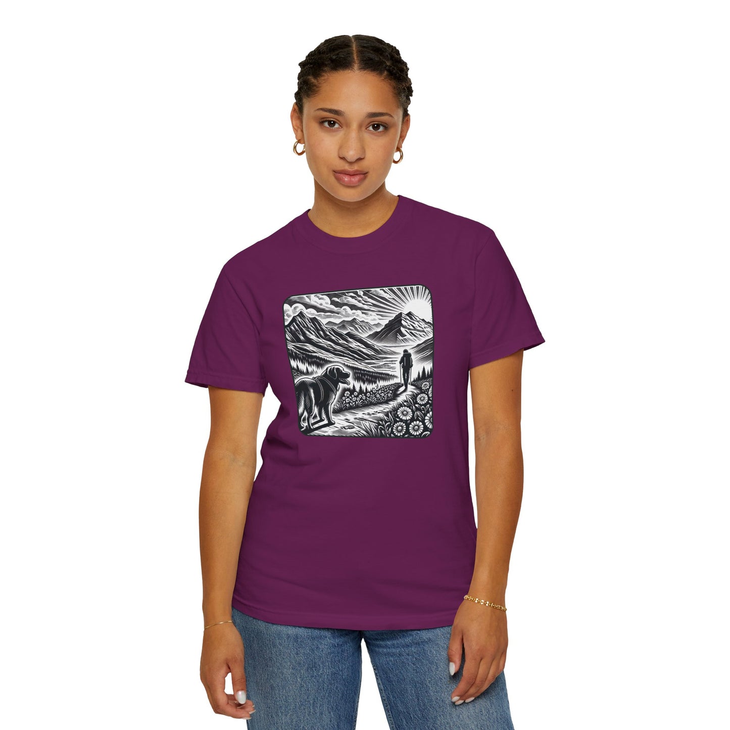 Hiker Unisex Garment-Dyed T-Shirt with Nature Design - Perfect for Outdoor Lovers