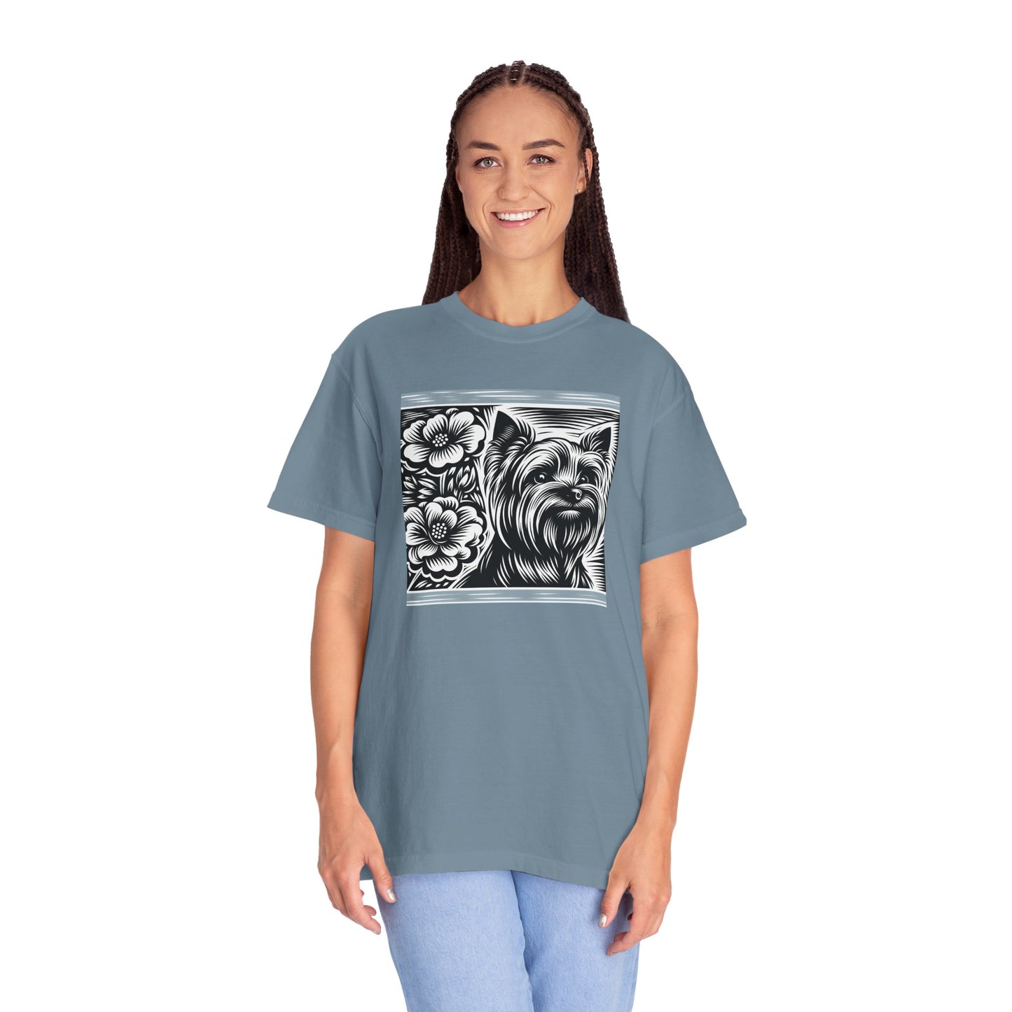 Cute Yorkie Floral T-Shirt for Dog Lovers