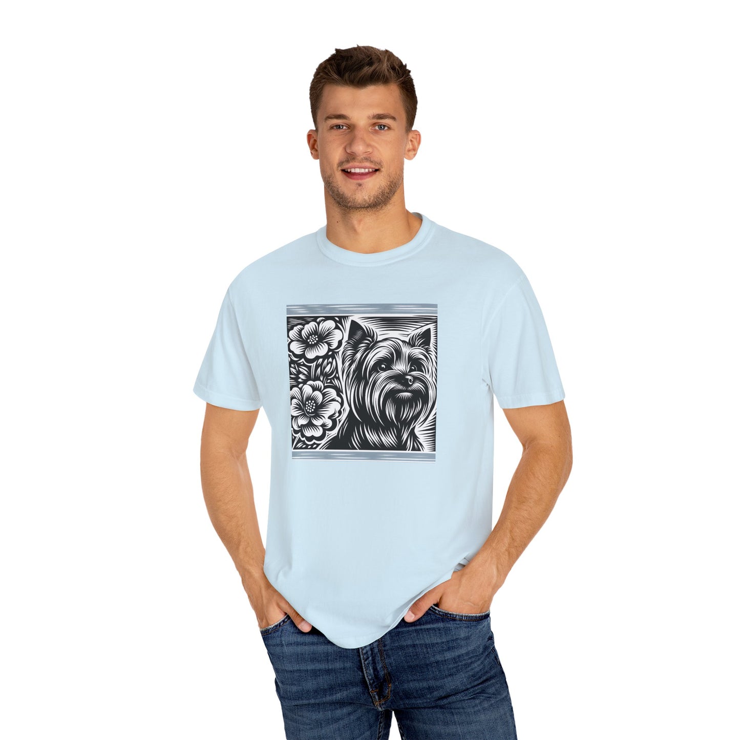 Cute Yorkie Floral T-Shirt for Dog Lovers