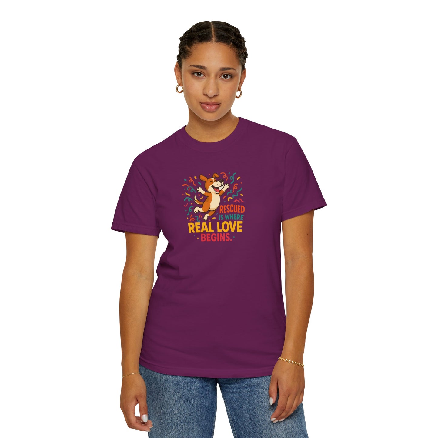 Rescue Love T-Shirt, Unisex Dog Lover Tee, Adoption Awareness Shirt, Pet Rescue Apparel, Gift for Animal Lovers