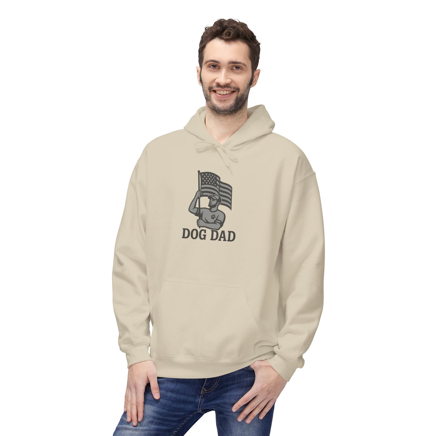 Dog Dad Fleece Hoodie, Unisex Softstyle Hooded Sweatshirt, Perfect Gift for Dog Lovers, Comfortable and Stylish
