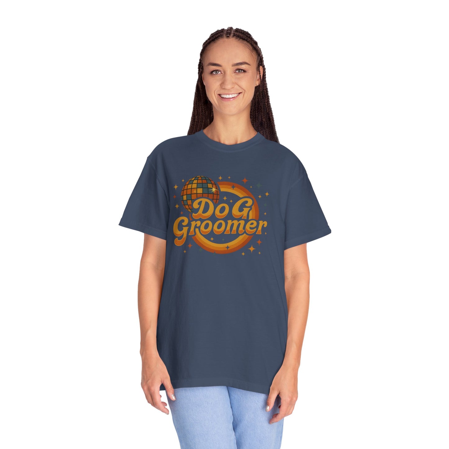 Disco Dog Groomer Unisex Garment-Dyed T-Shirt - Fun Pet Grooming Tee for Dog Lovers