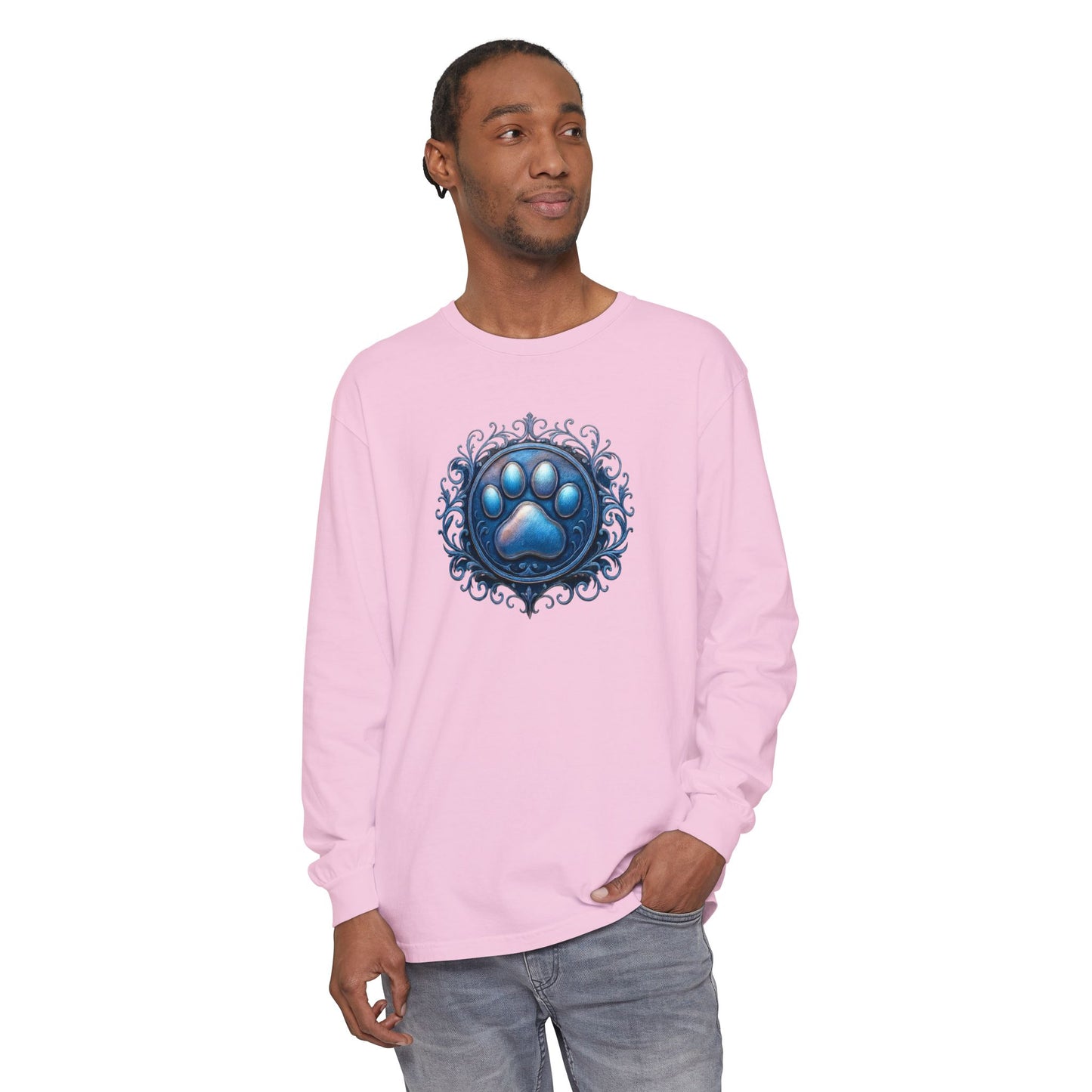 Paw Print Long Sleeve T-Shirt for Pet Lovers | Cozy Gift for Animal Enthusiasts, Casual Wear, Dog Mom Gift, Unique Pet Tee, Everyday Fashion