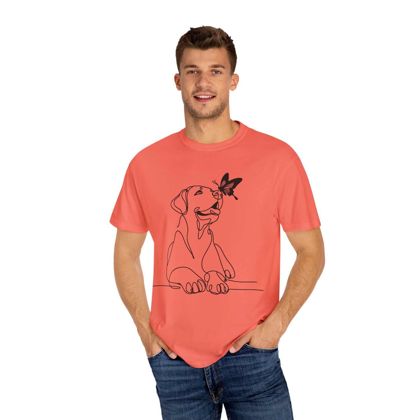 Adorable Dog and Butterfly T-Shirt, Cute Pet Tee, Dog Lover Gift, Casual Wear, Animal Lover Apparel, Birthday Gift for Dog Owners