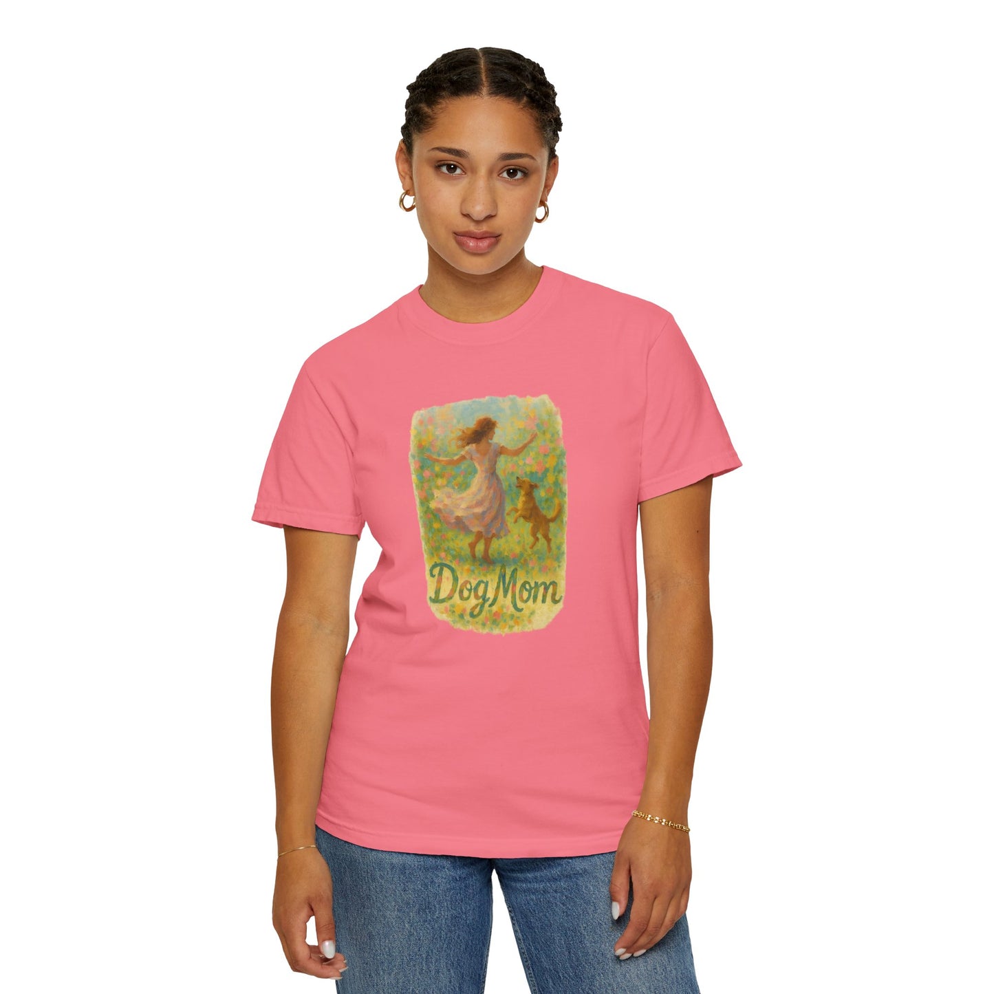 Dog Mom T-Shirt, Cute Animal Lover Tee, Gift for Pet Moms, Garment-Dyed T-Shirt, Casual Summer Shirt, Birthday Gift, Dog Lover Merchandise