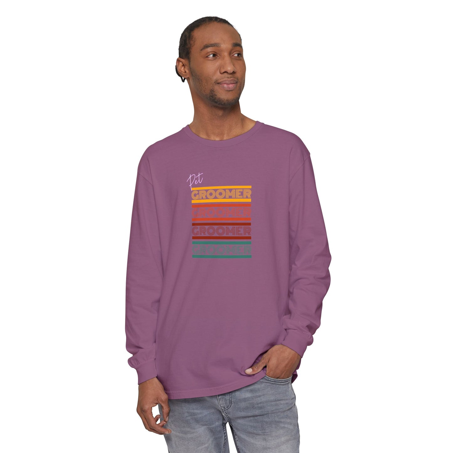 Unisex Long Sleeve T-Shirt - Retro Groomer Graphic Tee
