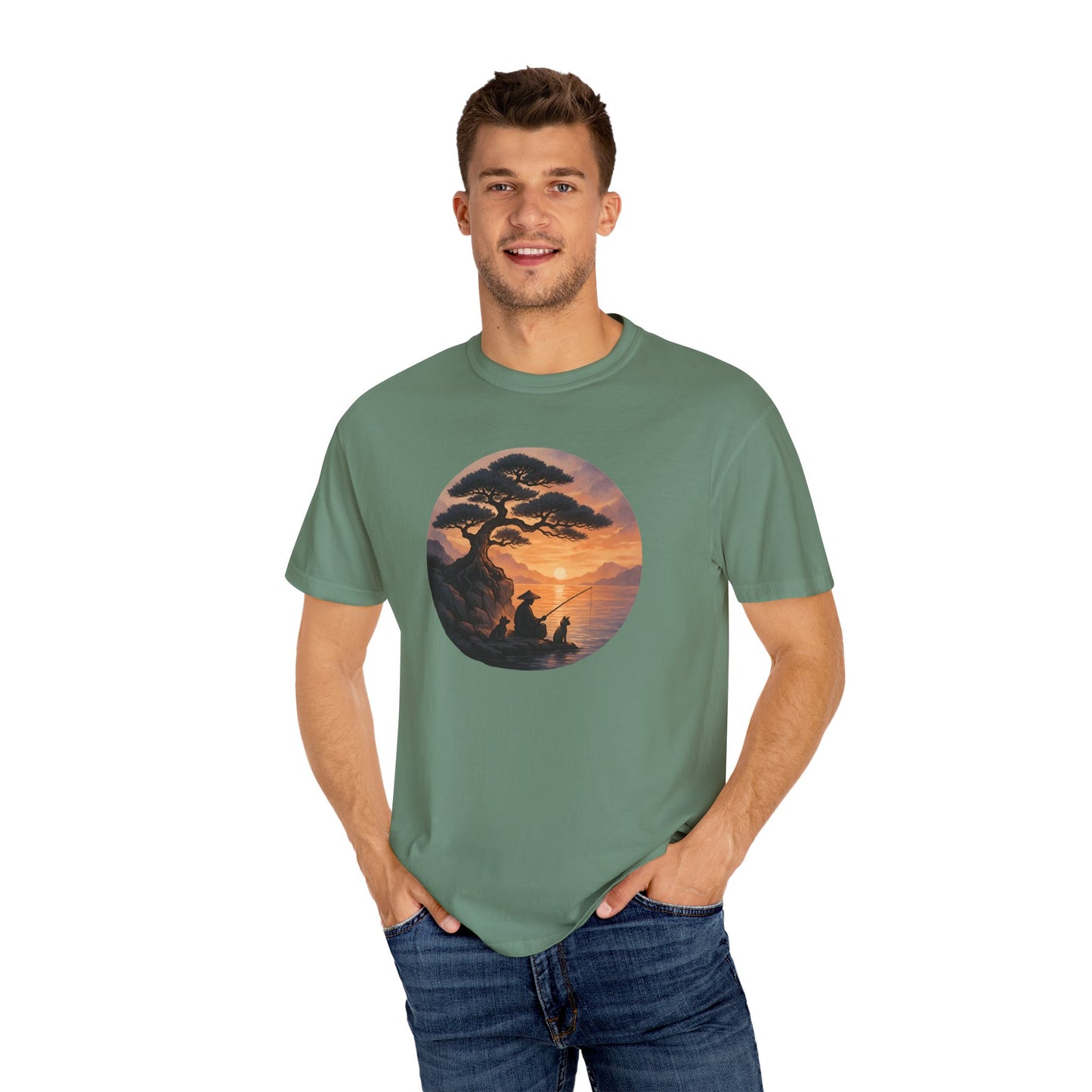 Vintage Sunset Fisherman Unisex T-shirt