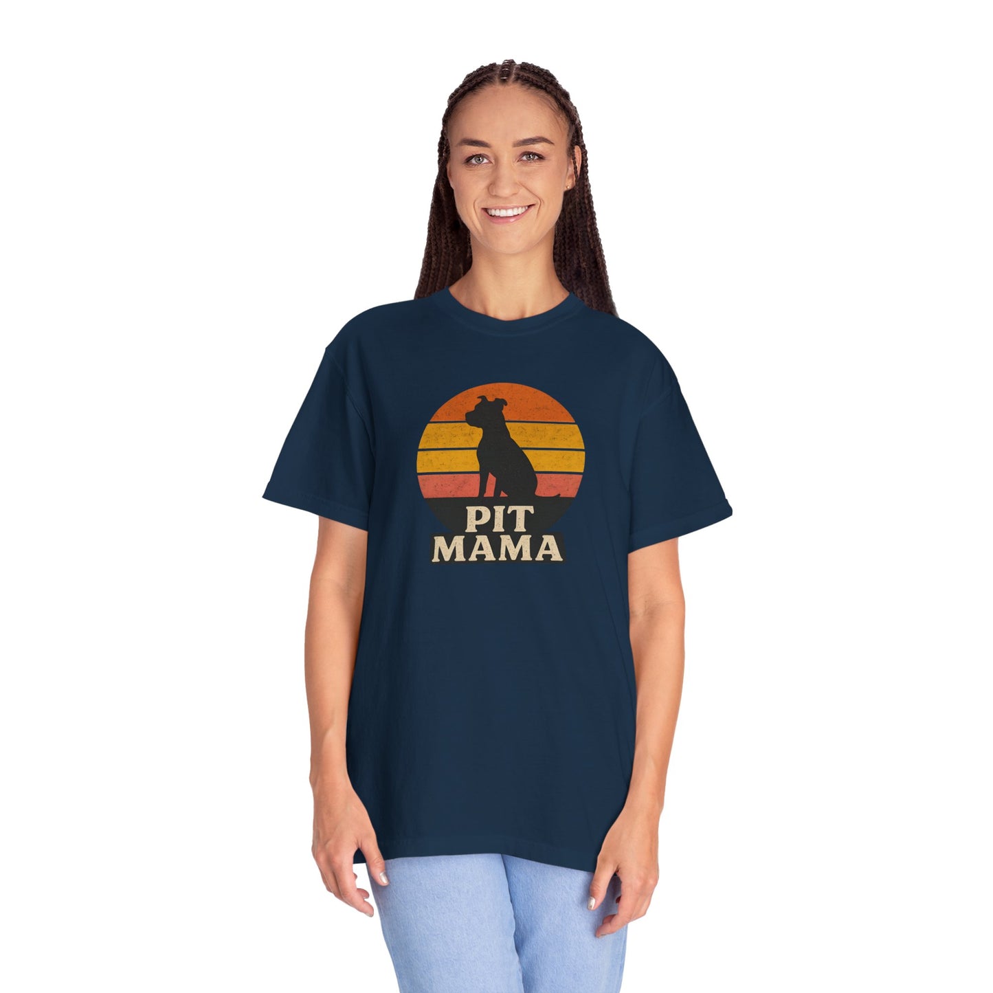 PIT MAMA Unisex Garment-Dyed T-Shirt, Dog Lover Gift, Pet Mom Apparel, Casual Tee, Perfect for Everyday Wear