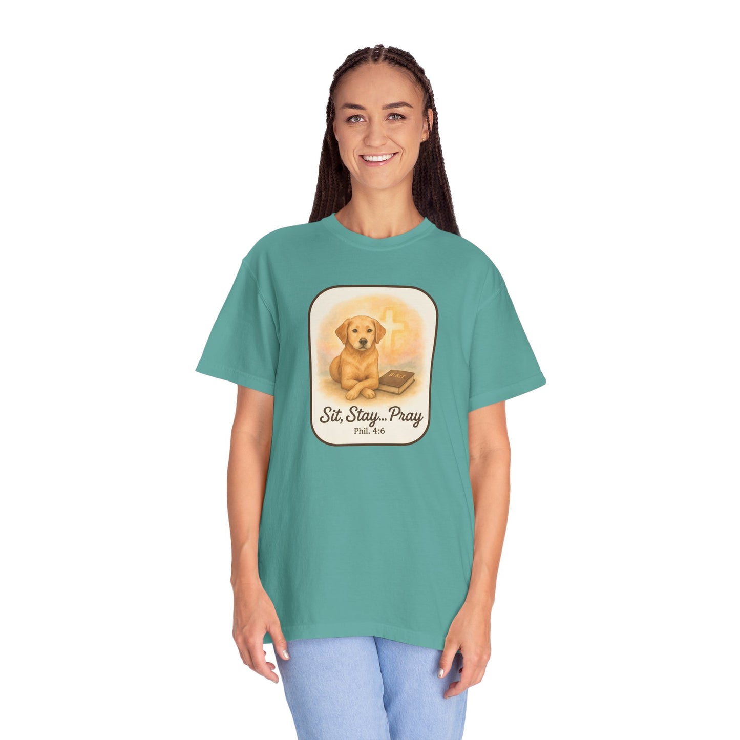 Faith-Inspired Dog Lovers T-Shirt, Unisex Tee, Gift for Pet Owners, Friendship Apparel, Casual Church Wear, Stay Pray Dog Design