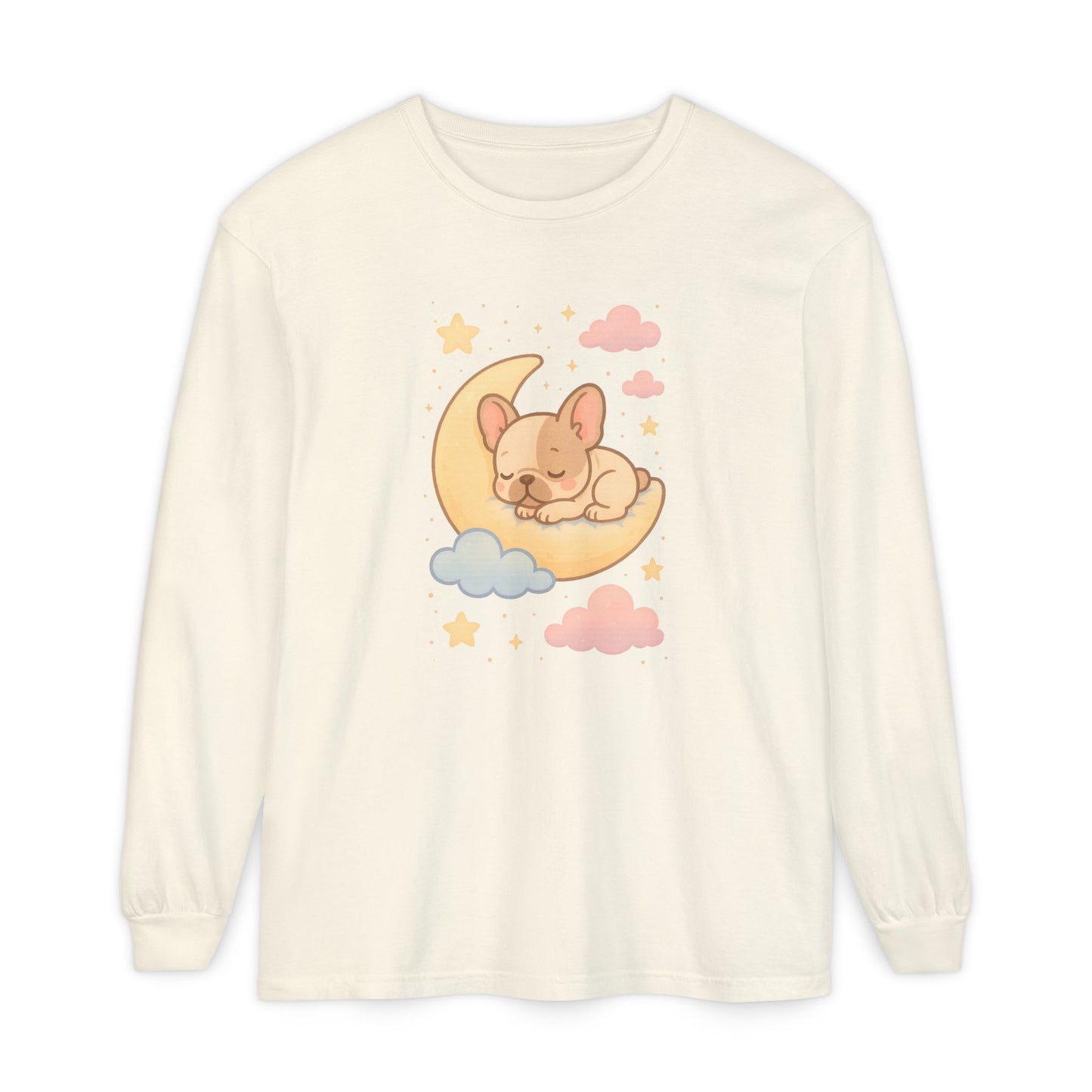Cozy Dog-Themed Long Sleeve T-Shirt for Pet Lovers, Cute Sleepy Dog Shirt, Gift for Dog Moms, Relaxed Style Shirt, Perfect for Fall