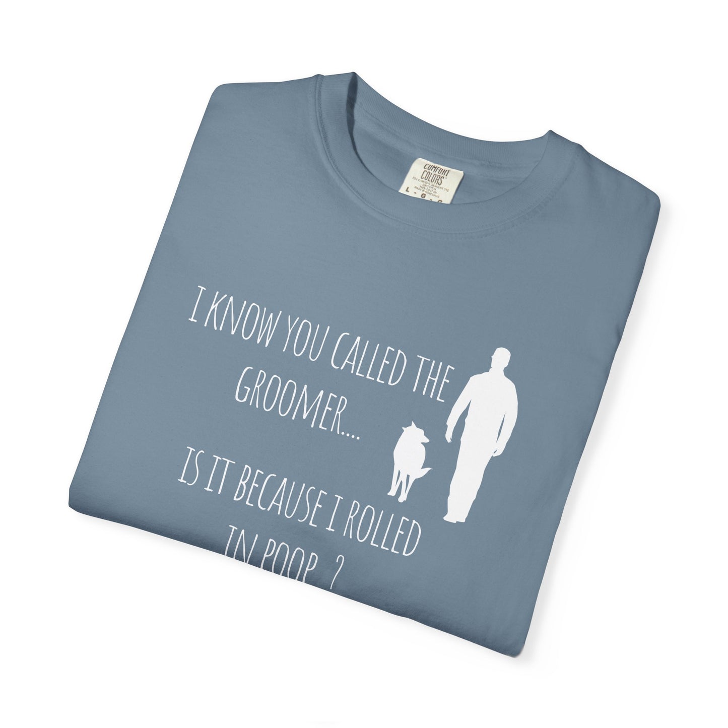 Humorous Dog Lover T-Shirt - 'Is It Because I Rolled In Poop?' Unisex Garment-Dyed Tee