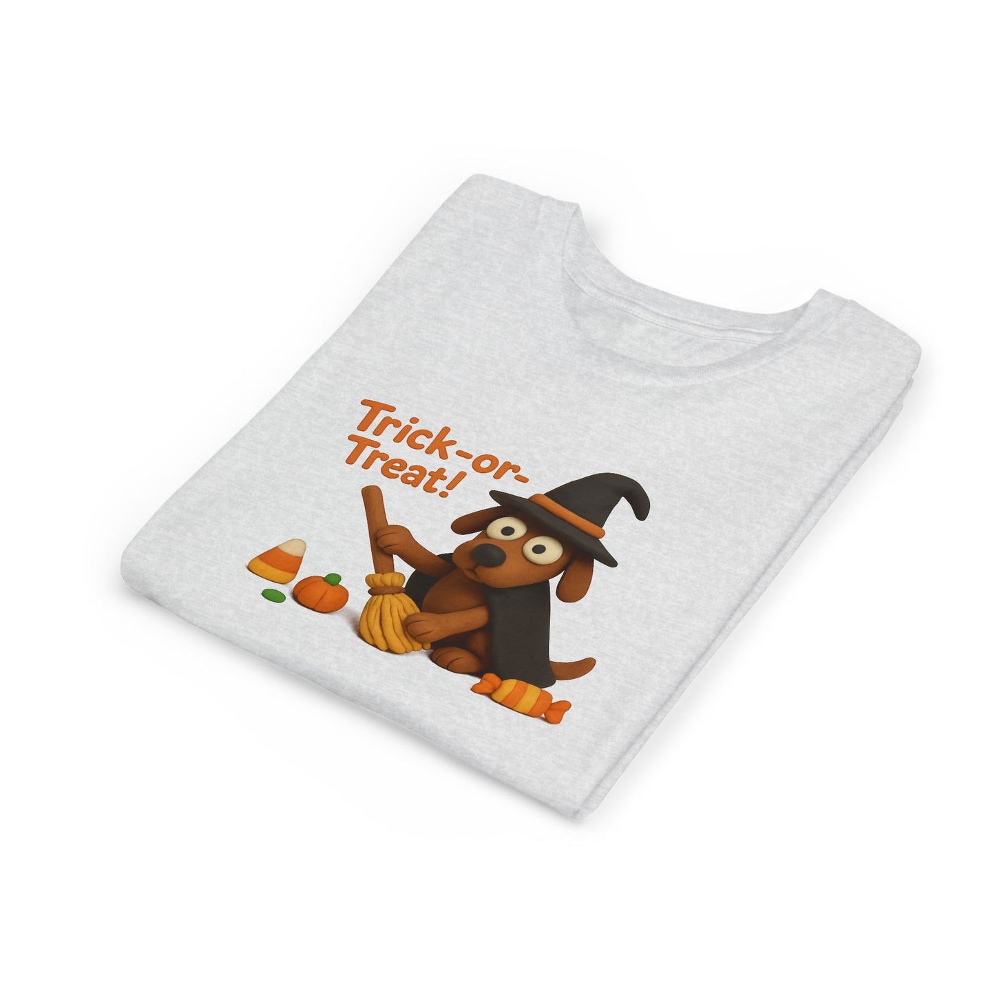 Halloween Dog Trick-or-Treat Youth Tee, Cute Kids T-Shirt, Fall Apparel, Halloween Costume, Gift for Kids, Fun Dog Shirt