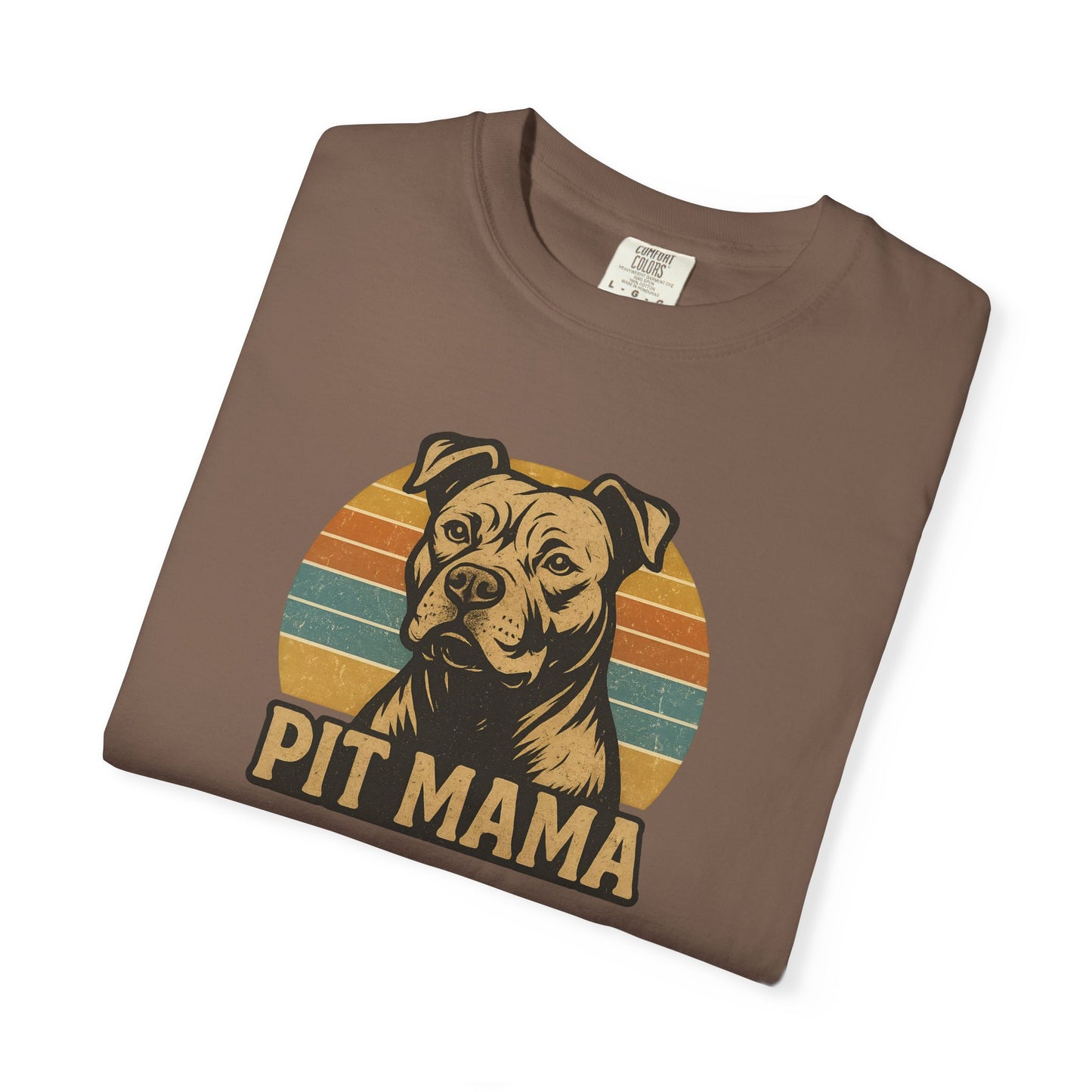 Retro Pit Mama T-Shirt | Garment-Dyed Tee for Dog Lovers | Perfect for Casual Wear, Gifts, Birthdays, Pet Celebrations, Dog Adoption Events