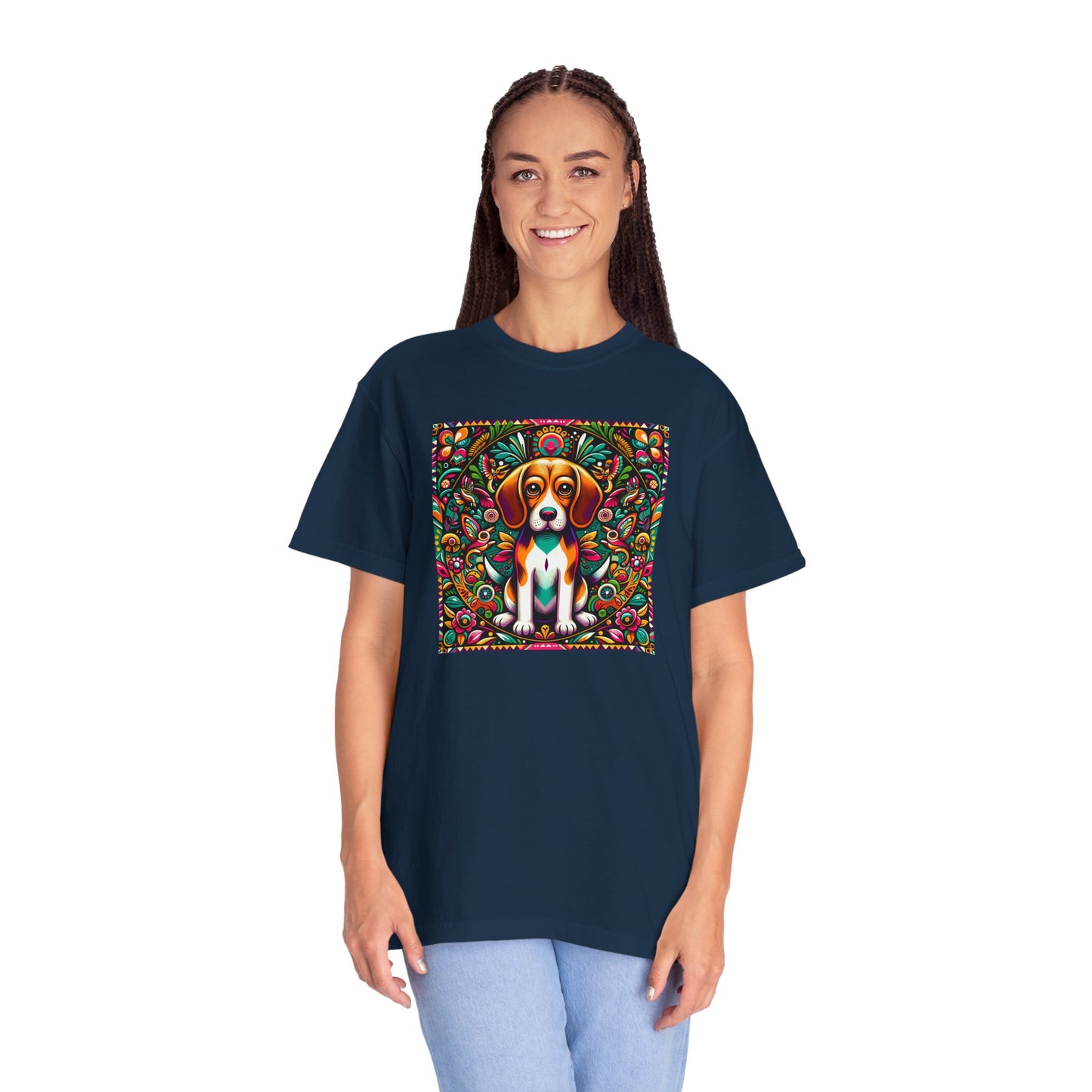 Vibrant Dog Art Unisex Garment-Dyed T-Shirt | Colorful Canine Design