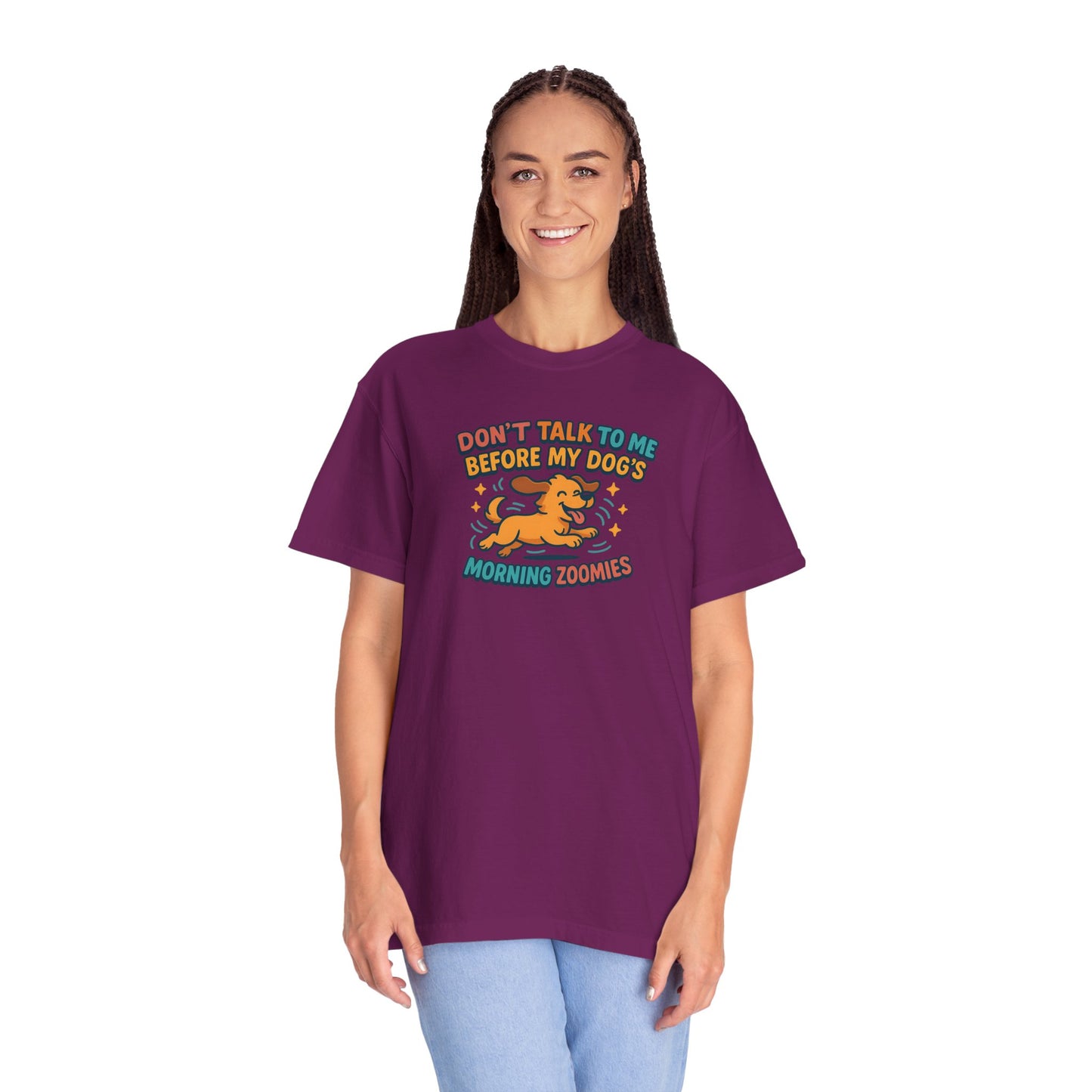 Dog Mom Unisex T-shirt - Don't Talk to Me Before My Dogs Morning Zoomies