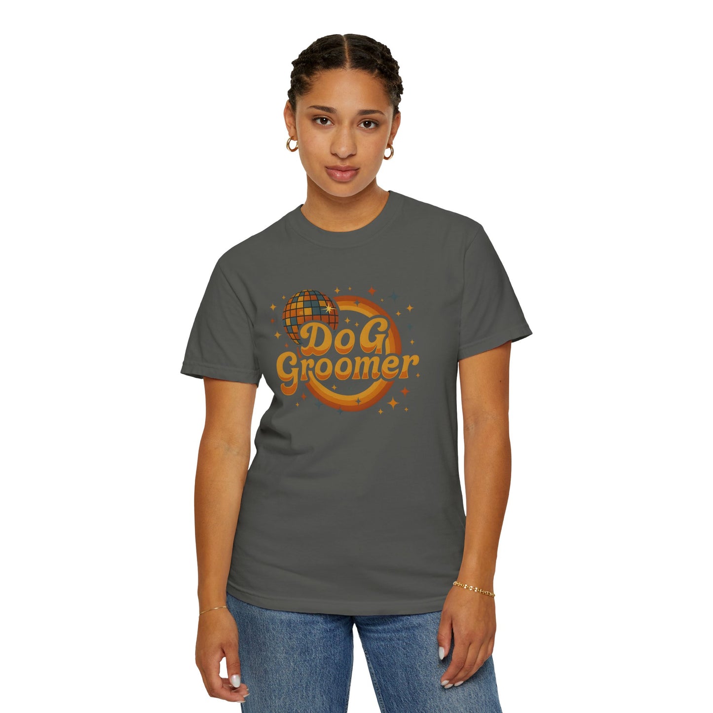 Disco Dog Groomer Unisex Garment-Dyed T-Shirt - Fun Pet Grooming Tee for Dog Lovers