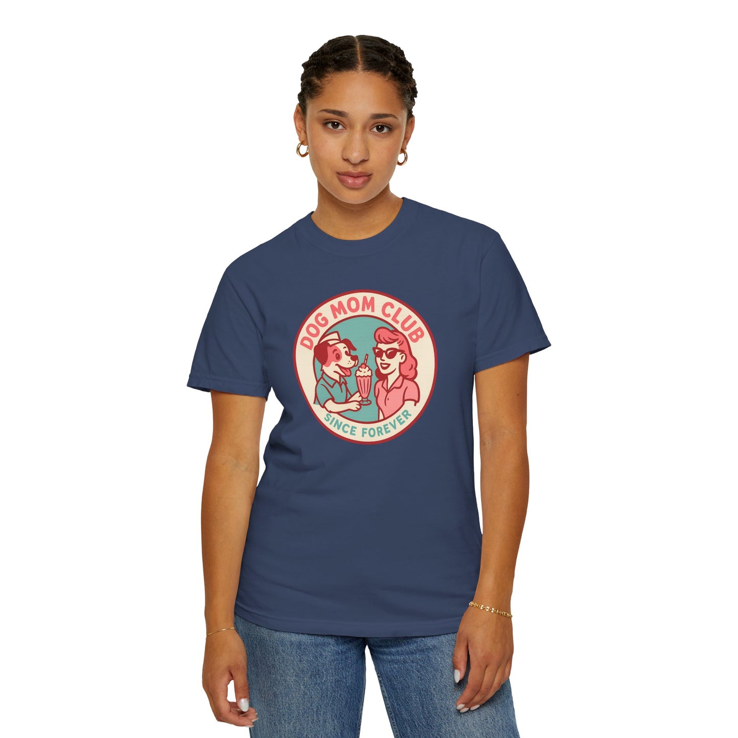Dog Mom Club Garment-Dyed Tee | Casual Women's T-Shirt | Pet Lover Gift | Dog Mom Apparel | Cute Animal Lover Shirt