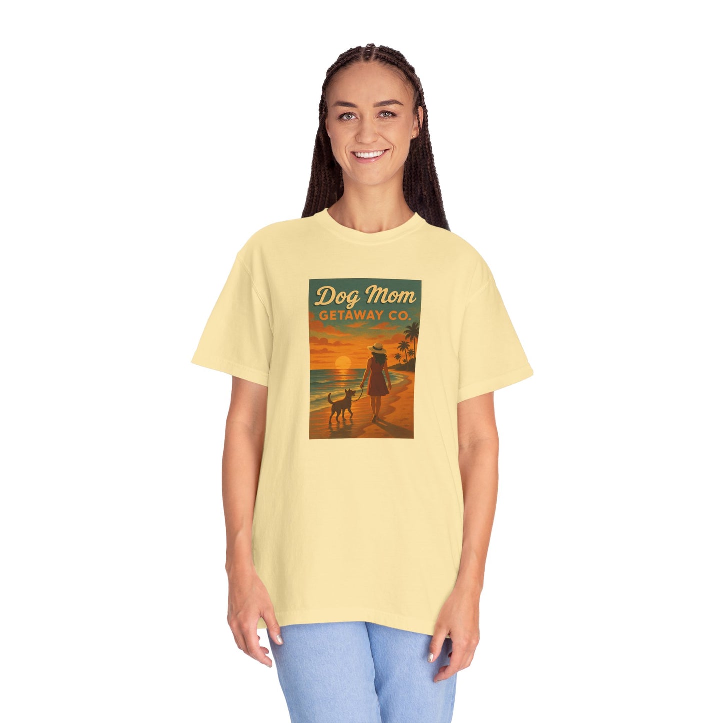Dog Mom Sunset Tee, Unisex T-Shirt, Dog Lover Gift, Summer Vacation Shirt, Pet Parent Apparel, Casual Everyday Wear