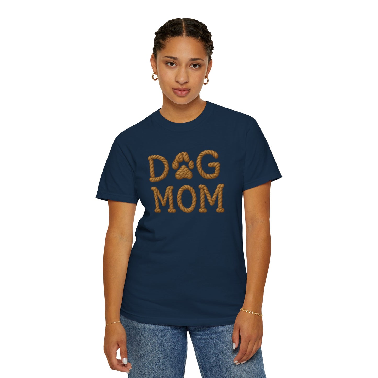 Dog Mom Garment-Dyed T-Shirt, Unisex Pet Lover Tee, Gift for Dog Owners, Casual Wear, Dog Themed Apparel, Animal Lover Clothing