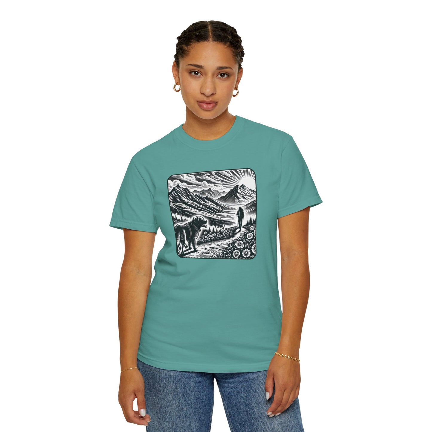 Hiker Unisex Garment-Dyed T-Shirt with Nature Design - Perfect for Outdoor Lovers