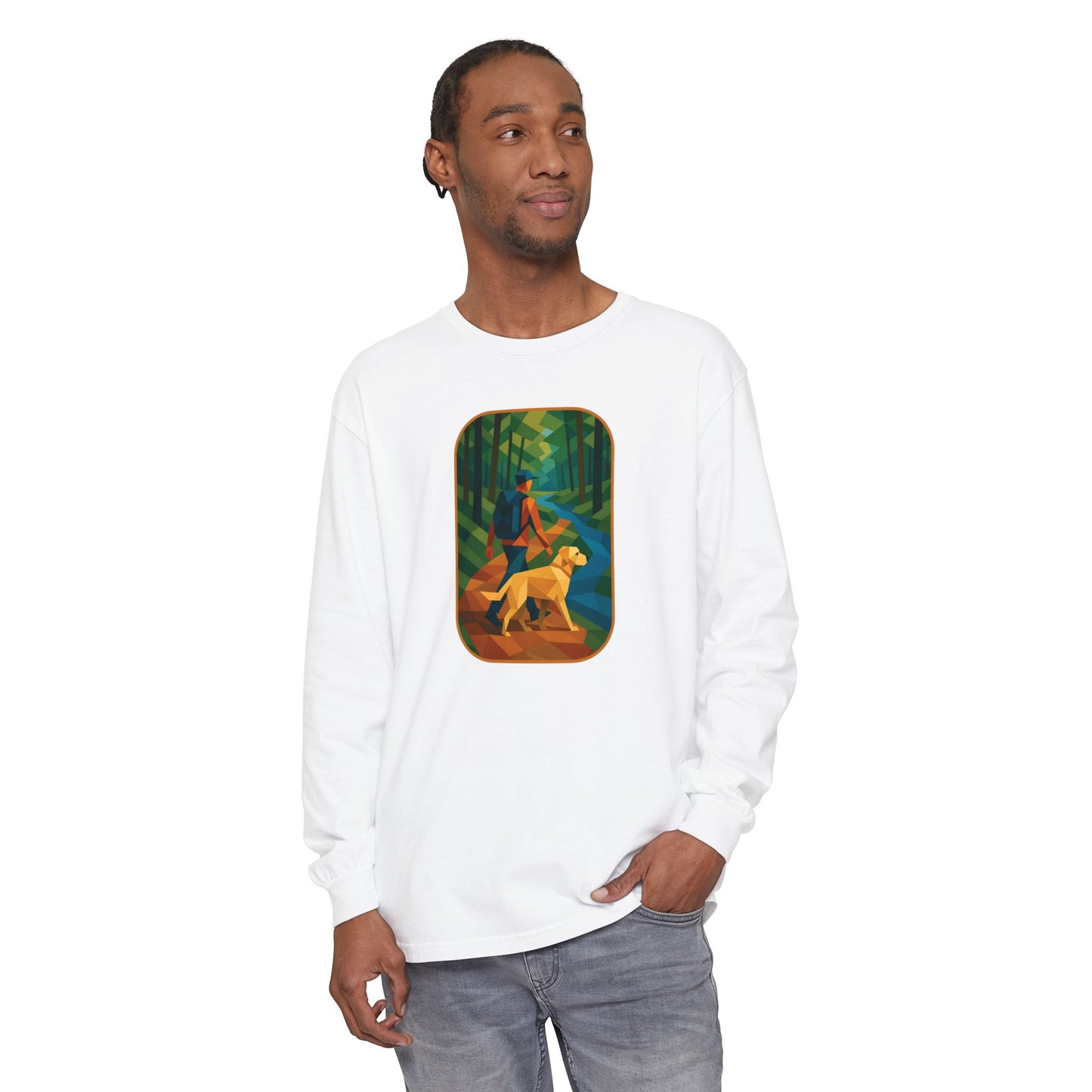 Scenic Dog Walk Design | Casual Comfort, Gift for Dog Lovers, Nature Enthusiasts, Cozy Outfit, Eco-Friendly Wear