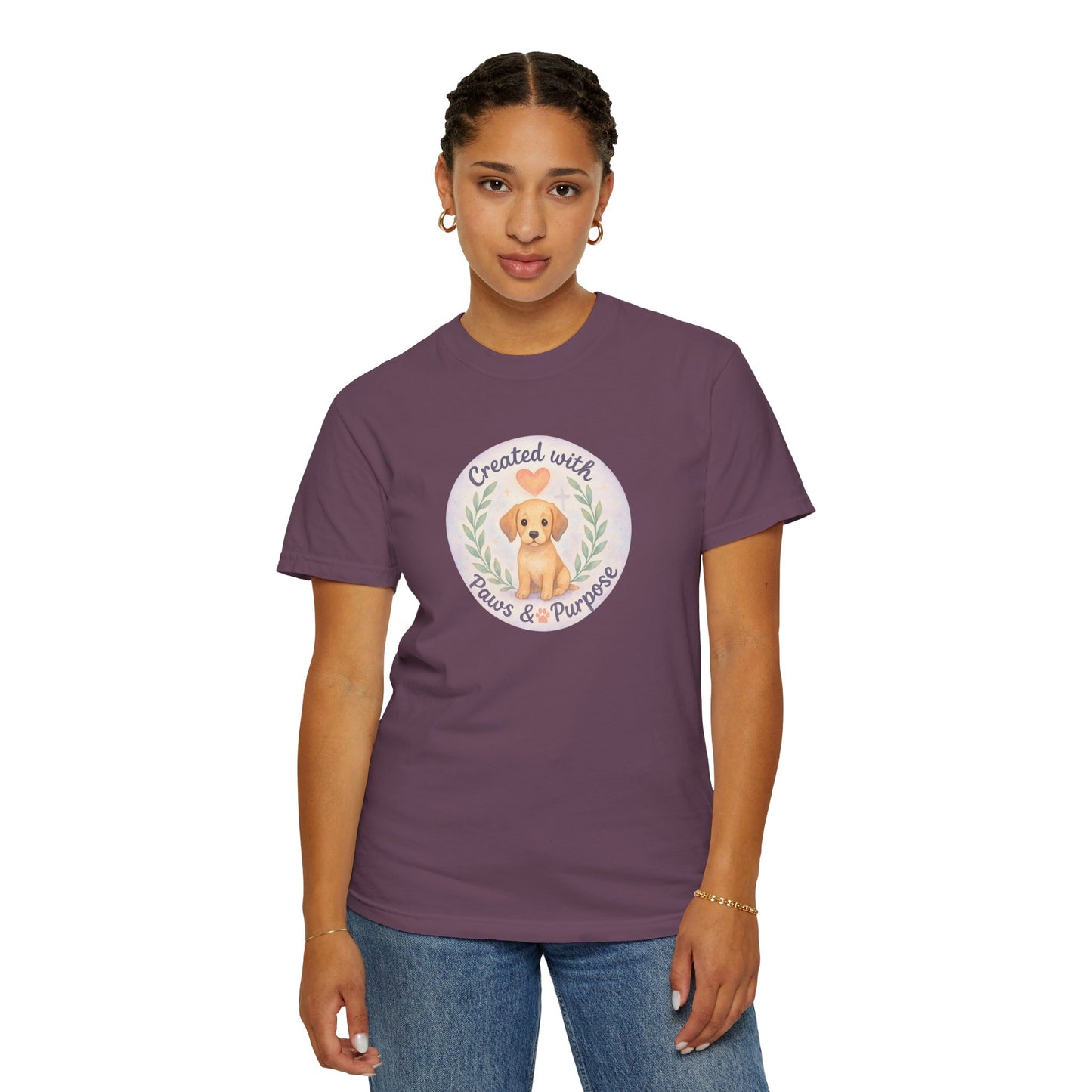 Created with Paws & Purpose T-Shirt, Pet Lover Gift, Dog Lover Apparel, Animal Rescue Support, Unique Gifts for Dog Owners