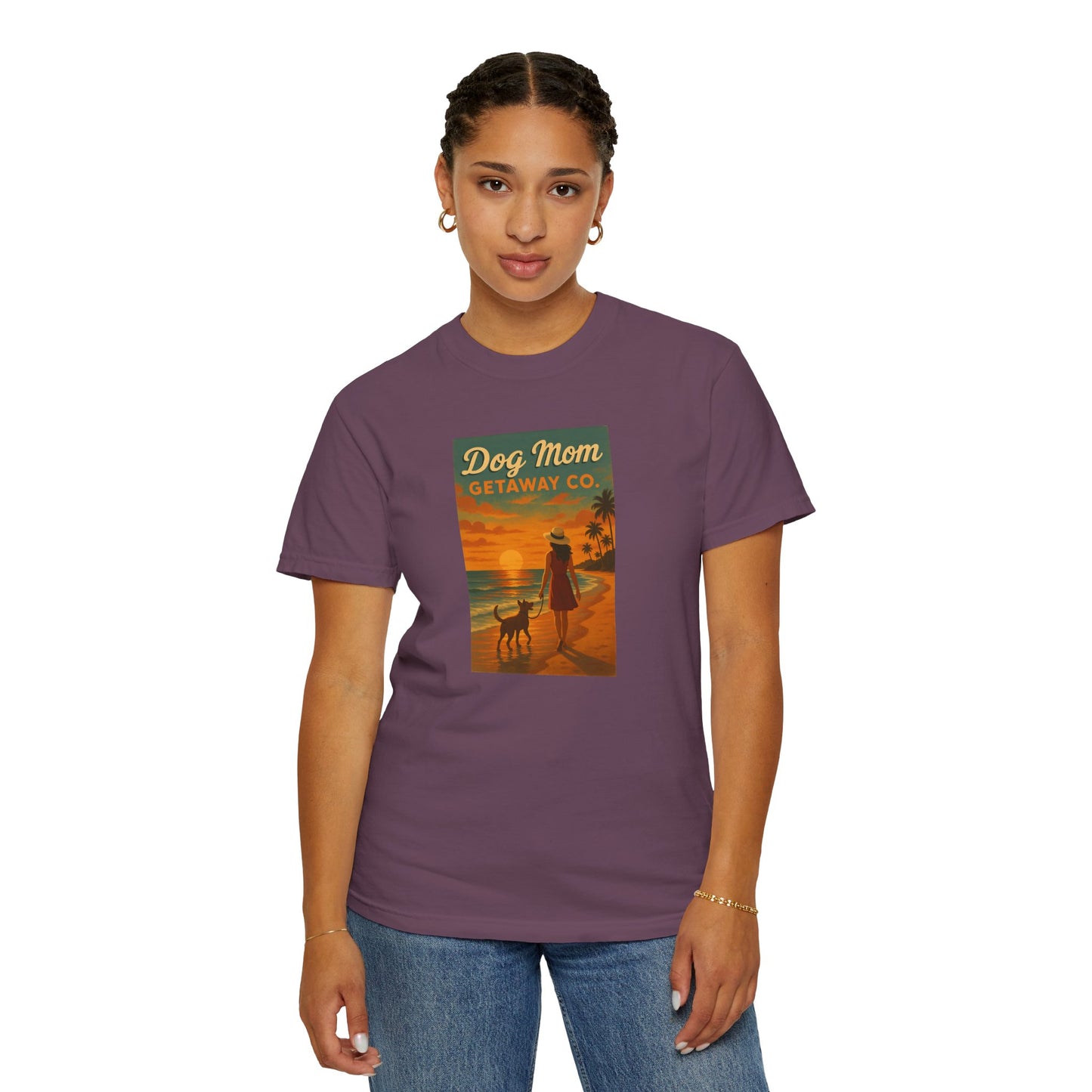 Dog Mom Sunset Tee, Unisex T-Shirt, Dog Lover Gift, Summer Vacation Shirt, Pet Parent Apparel, Casual Everyday Wear