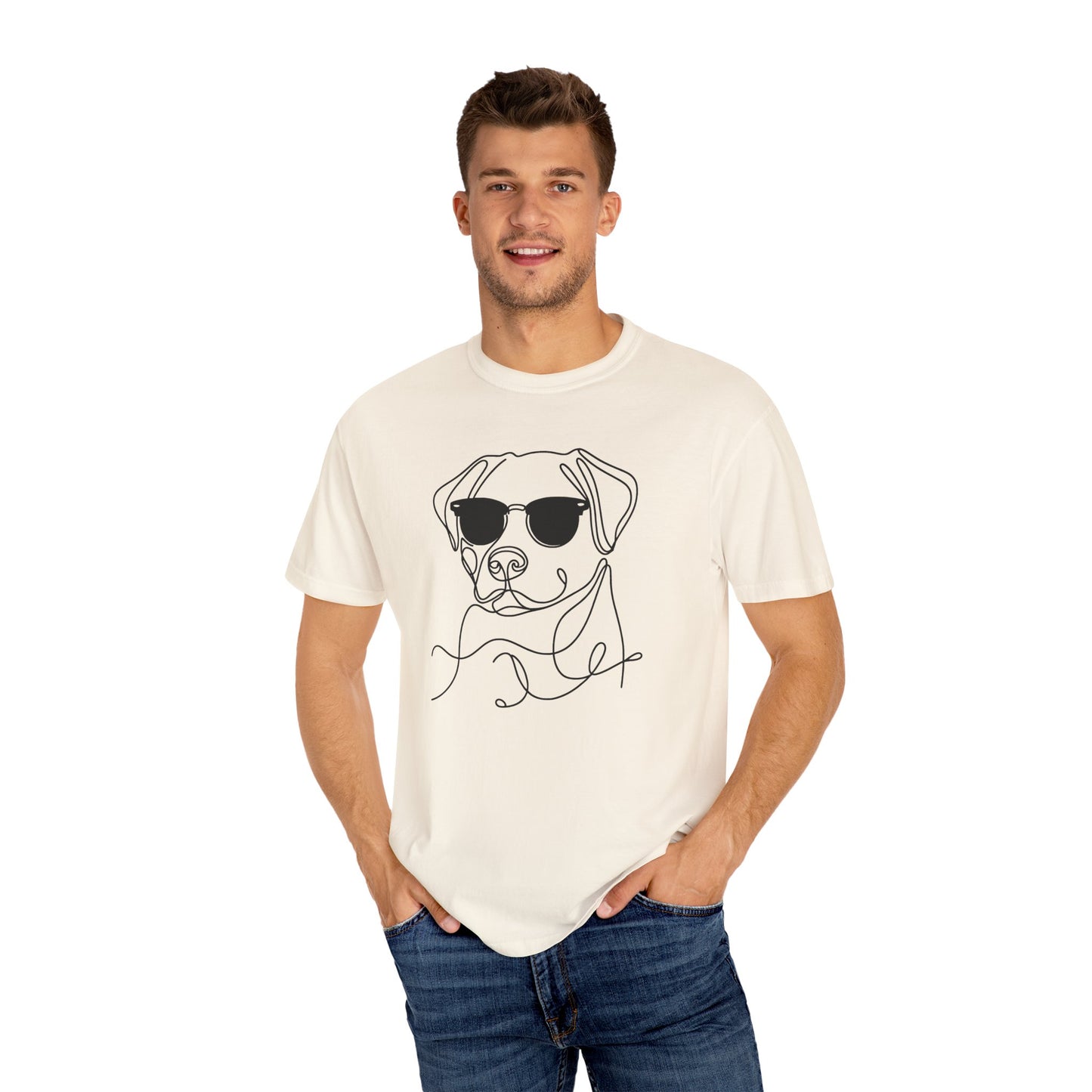 Cool Dog Line Art T-Shirt, Pet Lover Gift, Unisex Tee, Animal Lover Shirt, Casual Wear, Dog Mom Gift, Birthday Present, Dog Themed Apparel