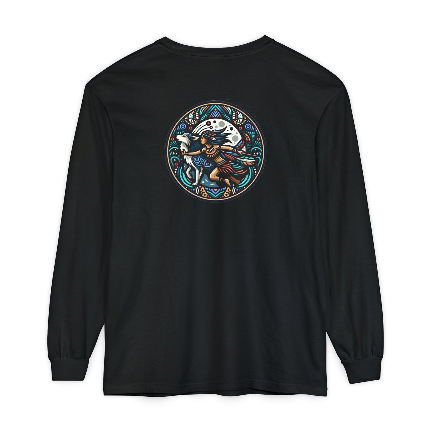 Mystical Indian Princess and a Wolf Long sleeve Tee