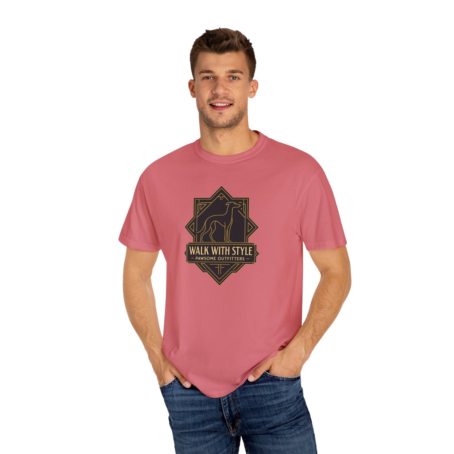Stylish Unisex Tee - Walk with Style Graphic Shirt, Casual Wear, Gift for Dog Lovers, Relaxed Fit, Everyday Comfort