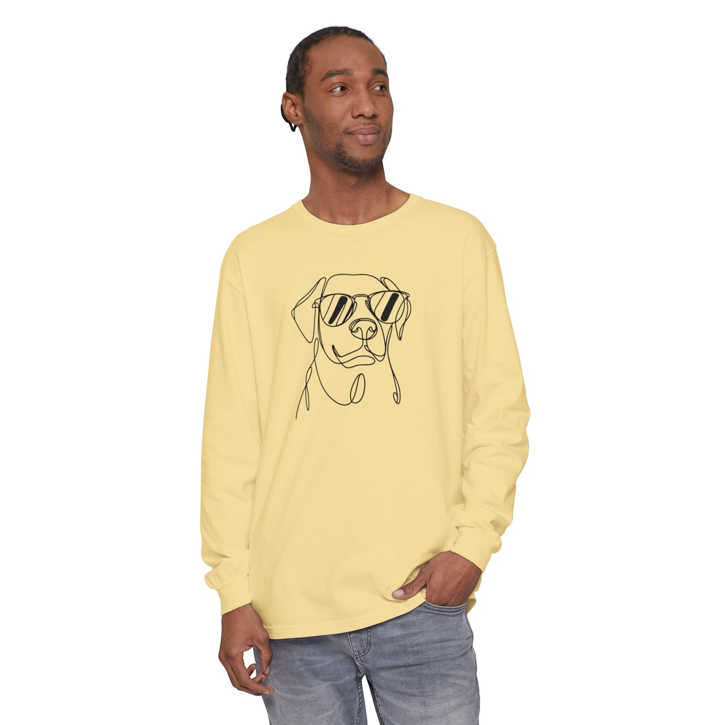 Cool Dog Long Sleeve T-Shirt | Unisex Garment-Dyed Tee