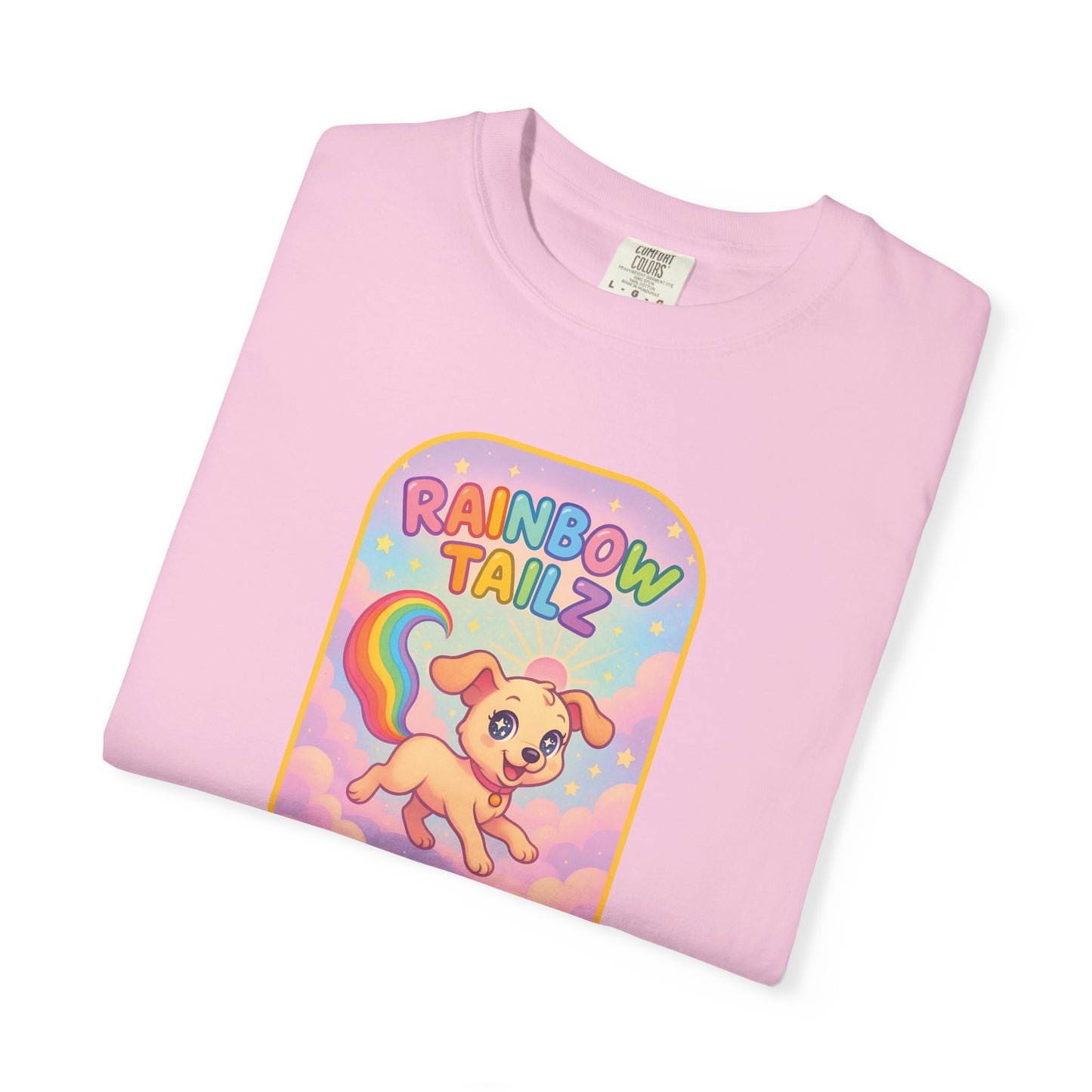 Cute Pet T-Shirt, Rainbow Tail Tee, Graphic Tee for Dog Lovers, Birthday Gift, Cozy Casual Wear, Mother's Day Gift