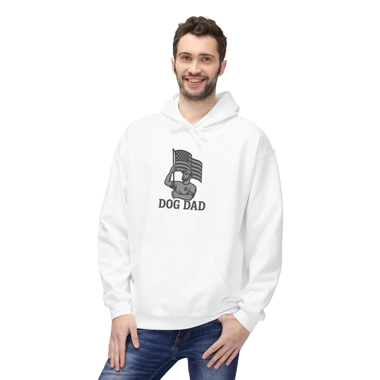 Dog Dad Fleece Hoodie, Unisex Softstyle Hooded Sweatshirt, Perfect Gift for Dog Lovers, Comfortable and Stylish