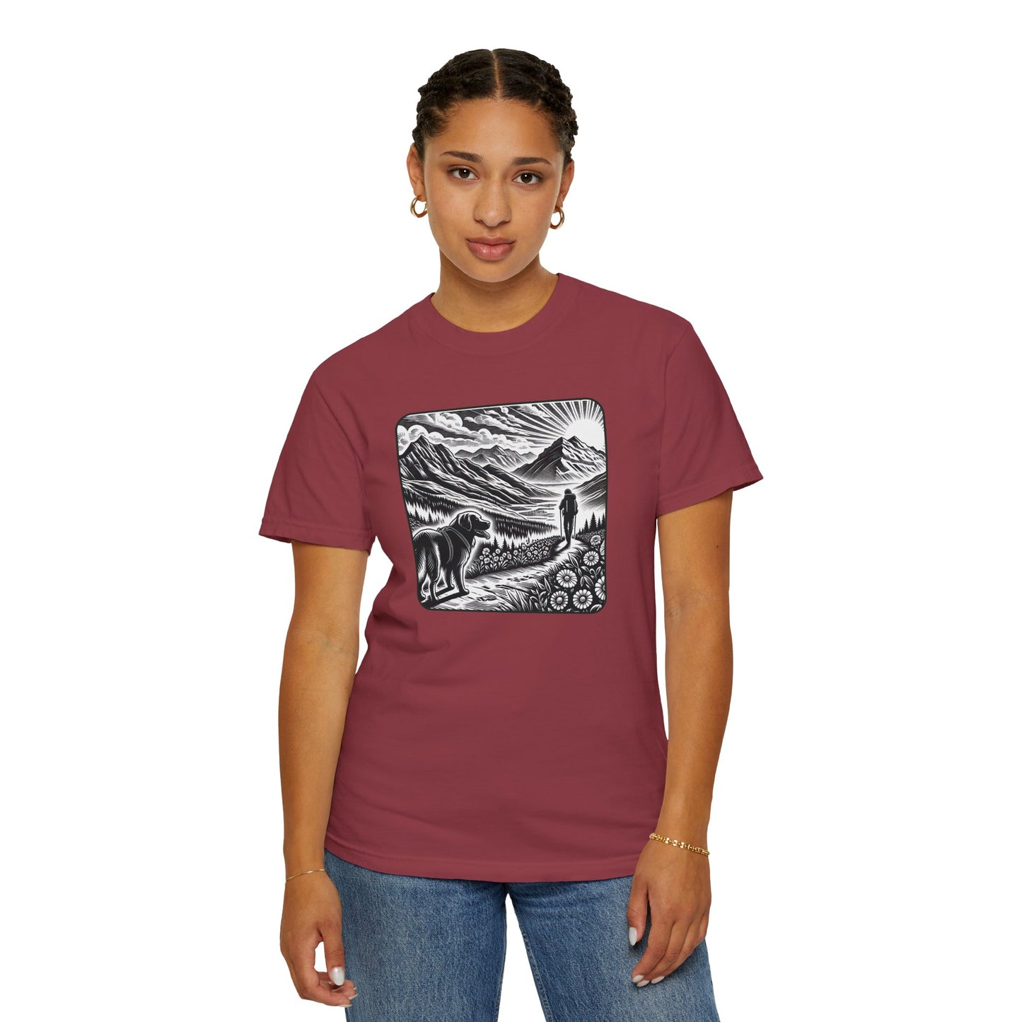 Hiker Unisex Garment-Dyed T-Shirt with Nature Design - Perfect for Outdoor Lovers