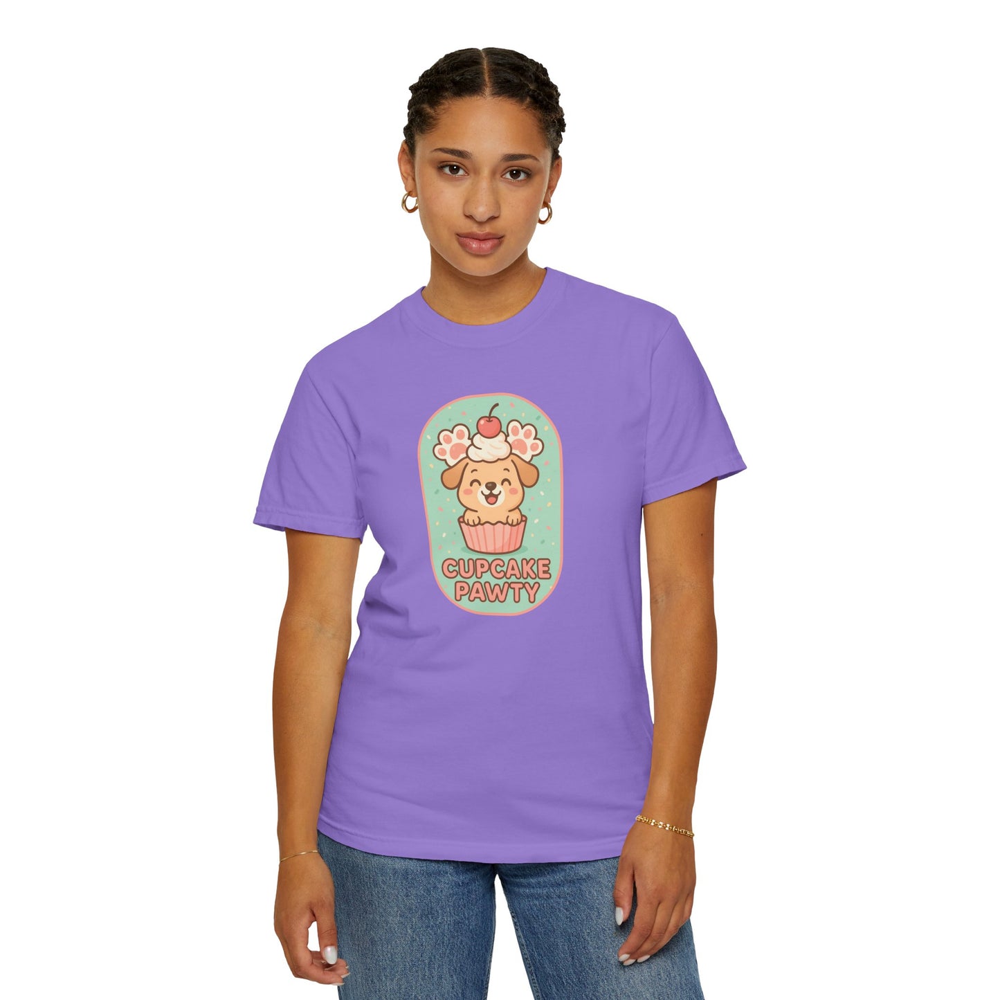 Cute Dog Cupcake Pawty Unisex T-shirt, Perfect for Animal Lovers, Pet Birthdays, Gifts, Casual Wear, Fun Gatherings, Dog Celebrations