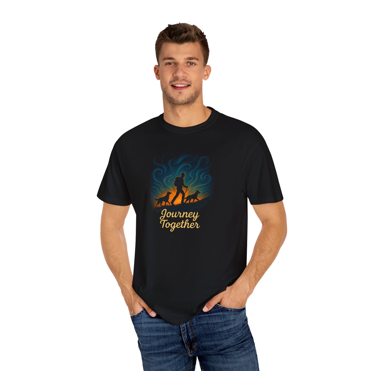 Journey Together T-Shirt, Unisex Garment-Dyed Shirt, Adventure Tee, Dog Lover Gift, Hiking Fashion, Nature Lover Apparel
