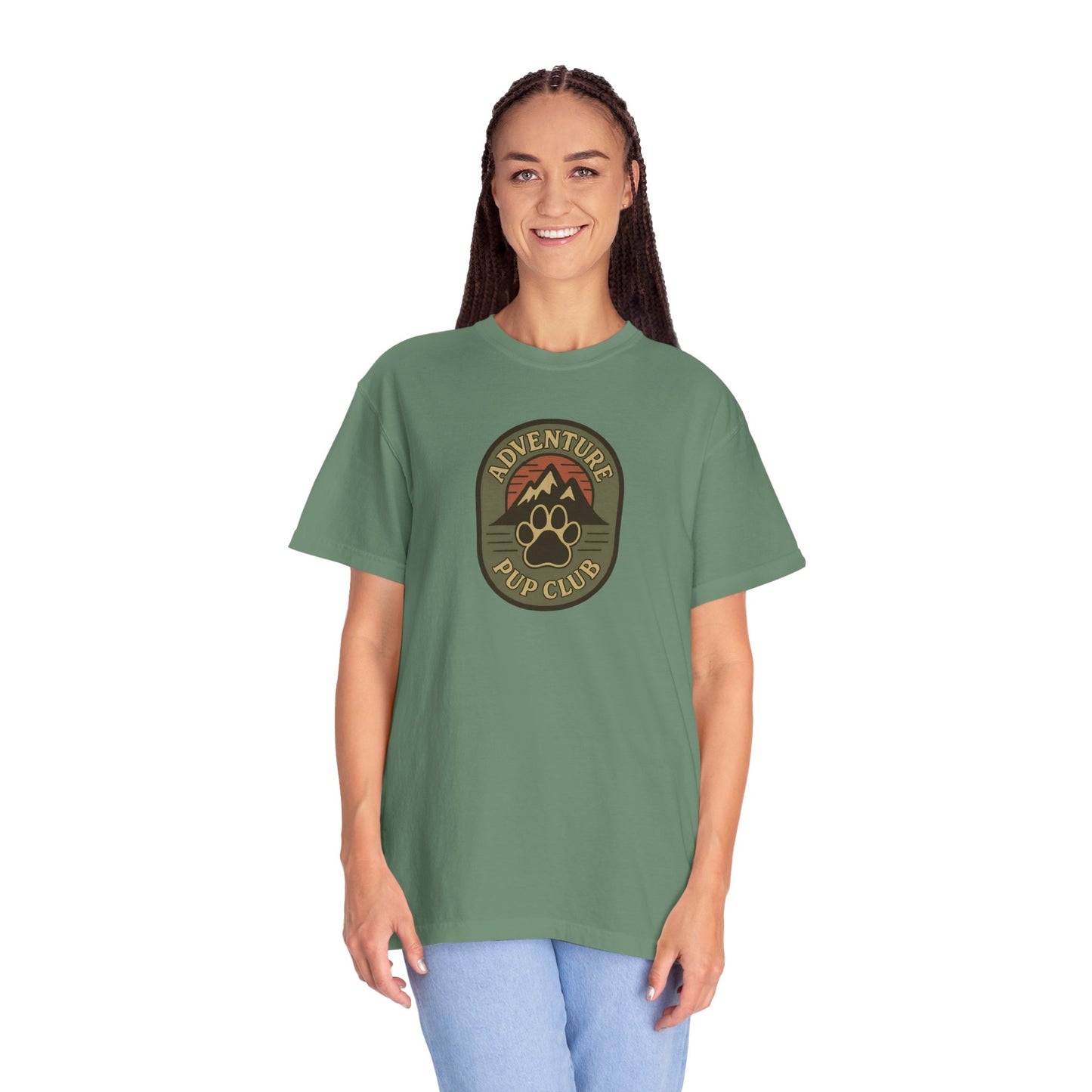 Adventure Pup Club Unisex Garment-Dyed T-Shirt, Dog Lover Gift, Outdoor Adventure Apparel, Pet Club Tee, Nature Lover Shirt