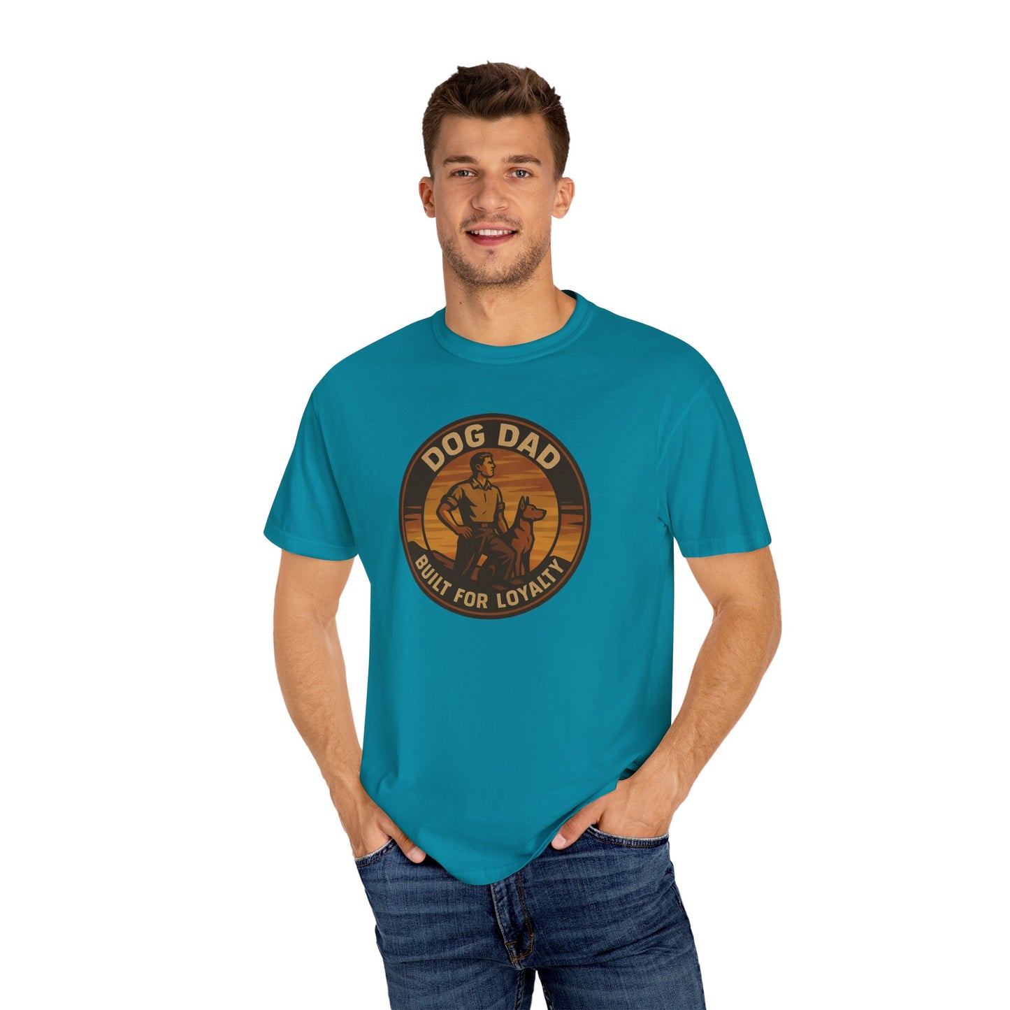 Dog Dad Garment-Dyed T-Shirt, Perfect for Pet Lovers, Gifts for Father's Day, Casual Wear, Outdoor Activities